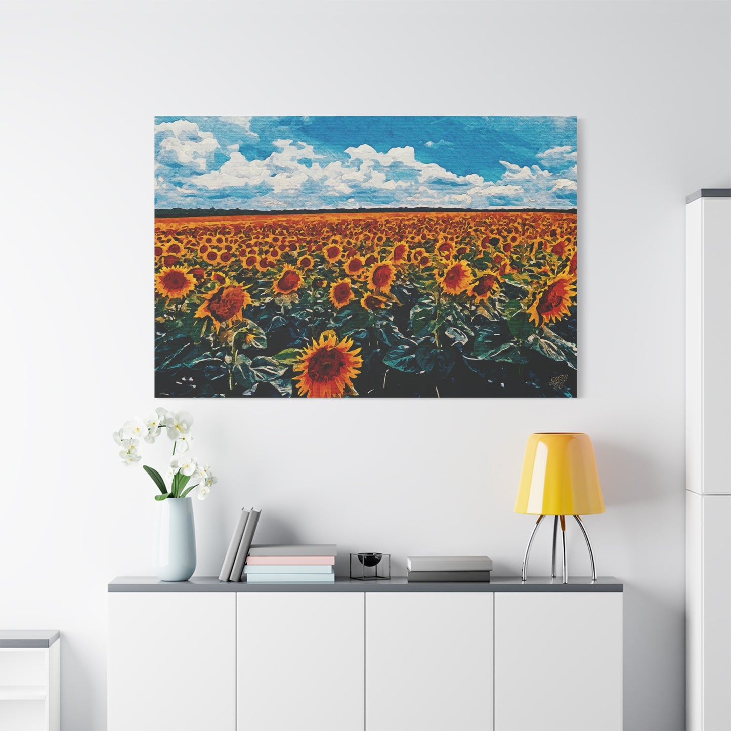 'Vibrant Sunflower Field' Canvas Print Wall Art