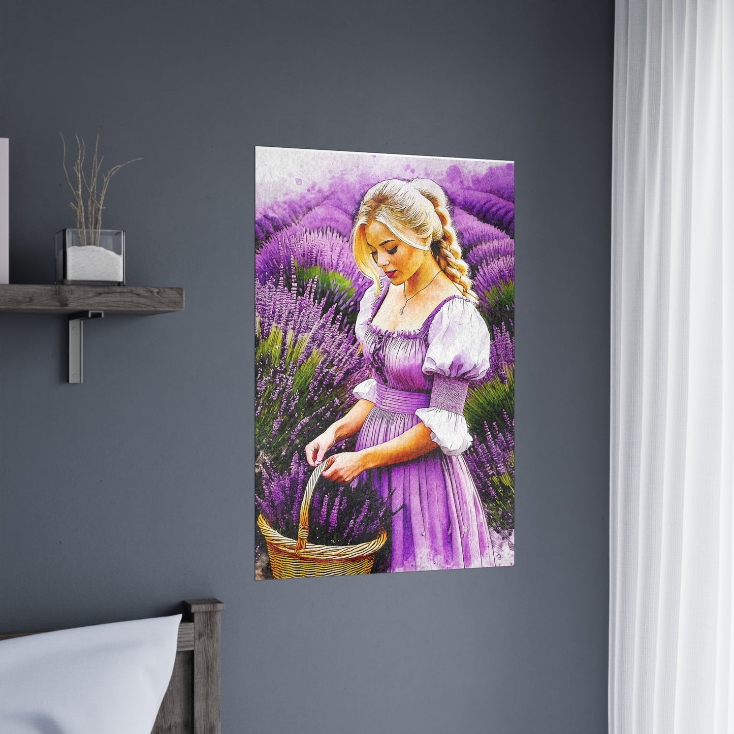 Lavender Field Matte Poster, Wall Art Decor, Feminine Art Print, Home Aesthetic, Gift for Her, Floral Wall Decor