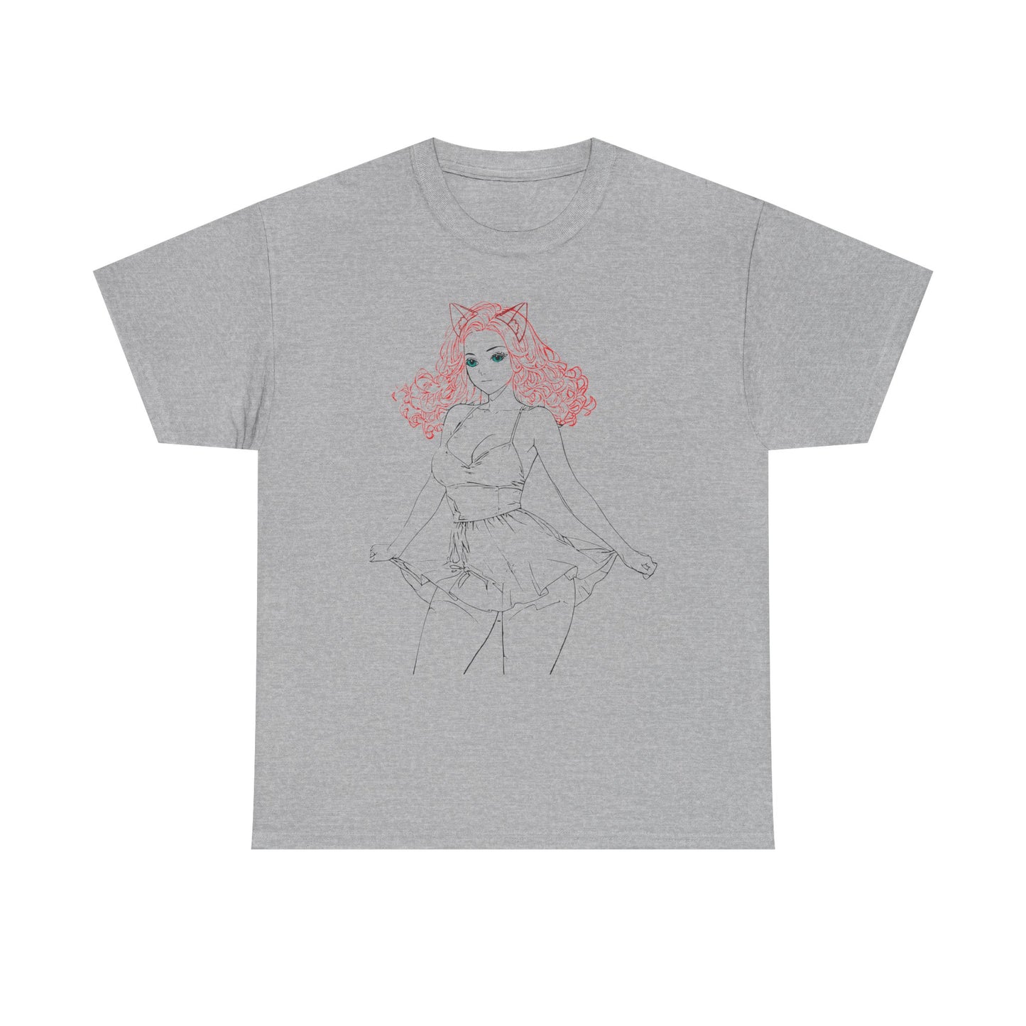 Cute Cat Girl Unisex Tee, Trendy Illustration T-Shirt, Gift for Cat Lovers, Casual Everyday Look, Fun Graphic Tee, Birthday Outfit