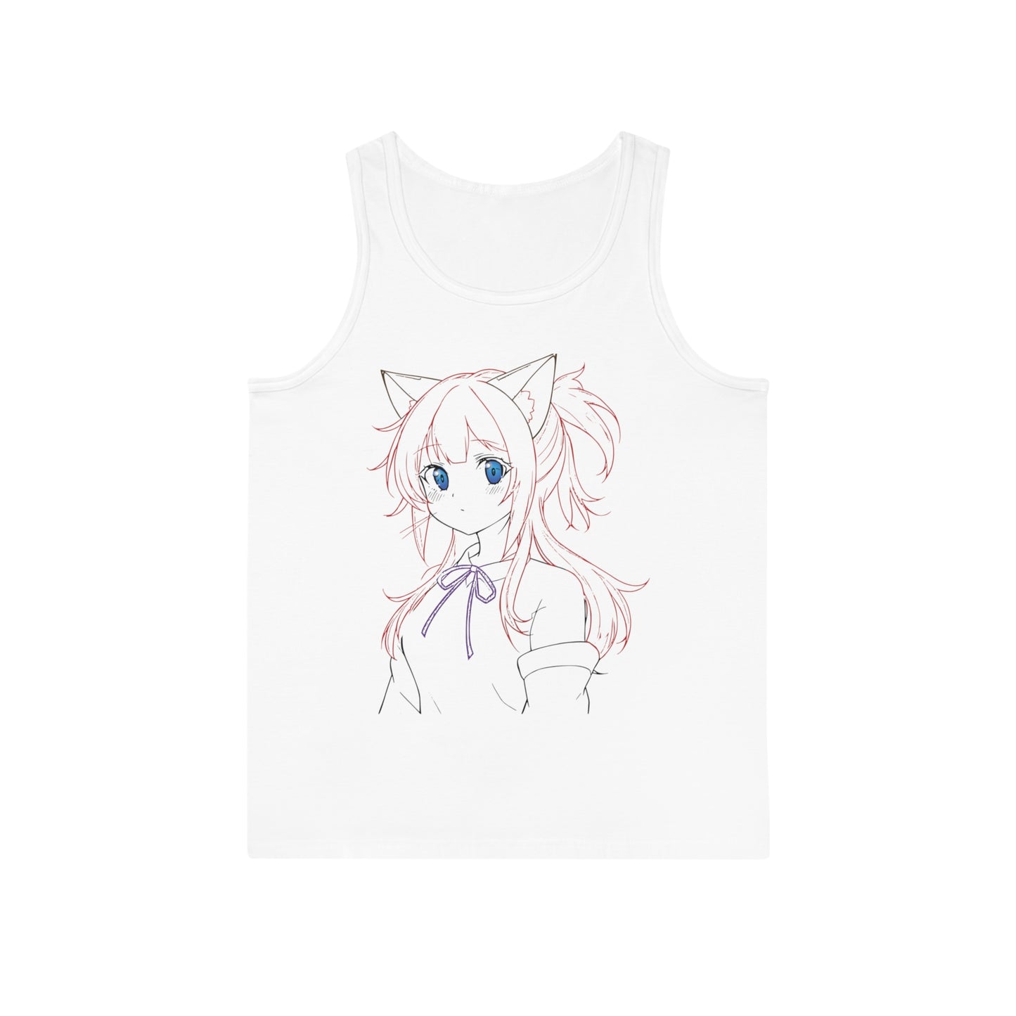 Anime Catgirl Tank Top | Cute Summer Tee, Gifts for Her, Casual Fashion, Festival Outfit, Streetwear - Kawaii, Manga