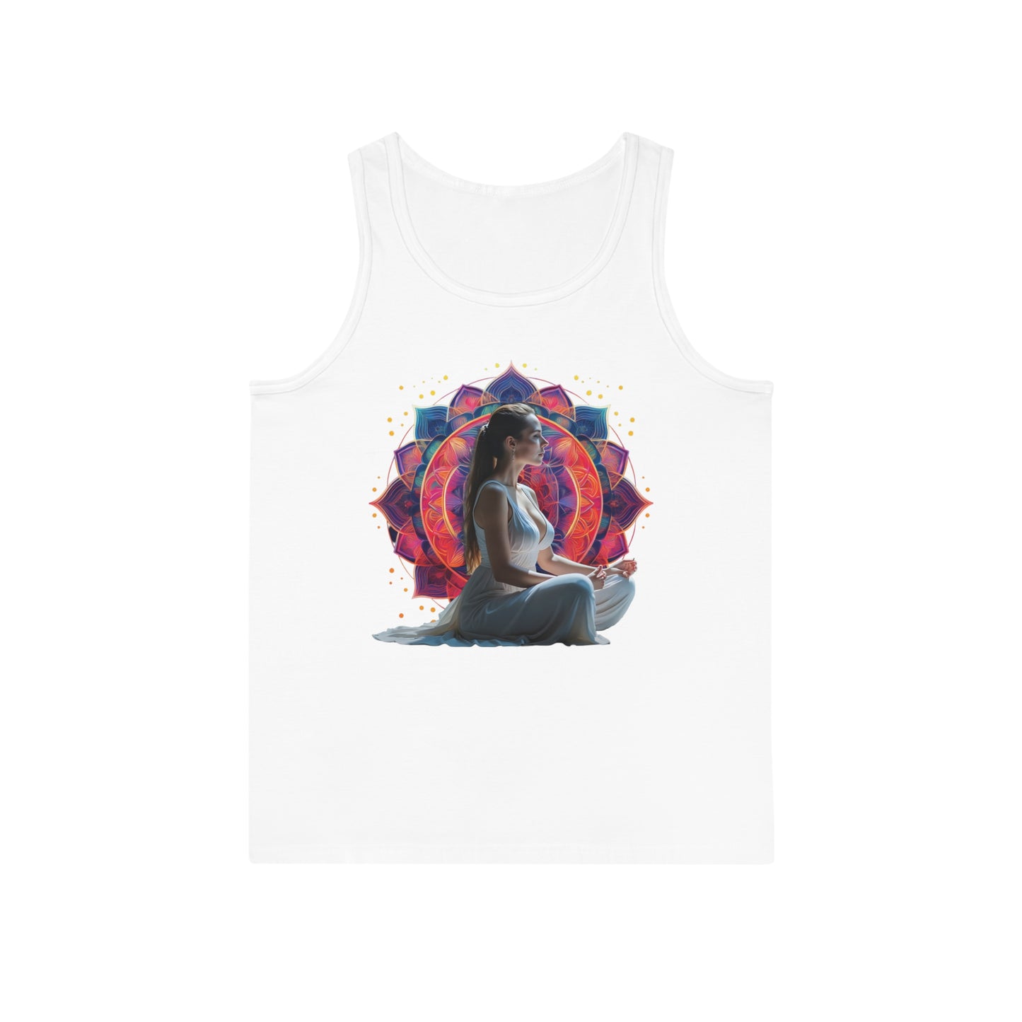 Sacred Geometry Meditation Mandala - Find Your Inner Peace Through Spiritual Awakening & Mindfulness - Meditative Mandala Art Unisex Softstyle™ Tank Top, Yoga Gear, Relaxation Wear, Spiritual Apparel, Comfortable Summer Top