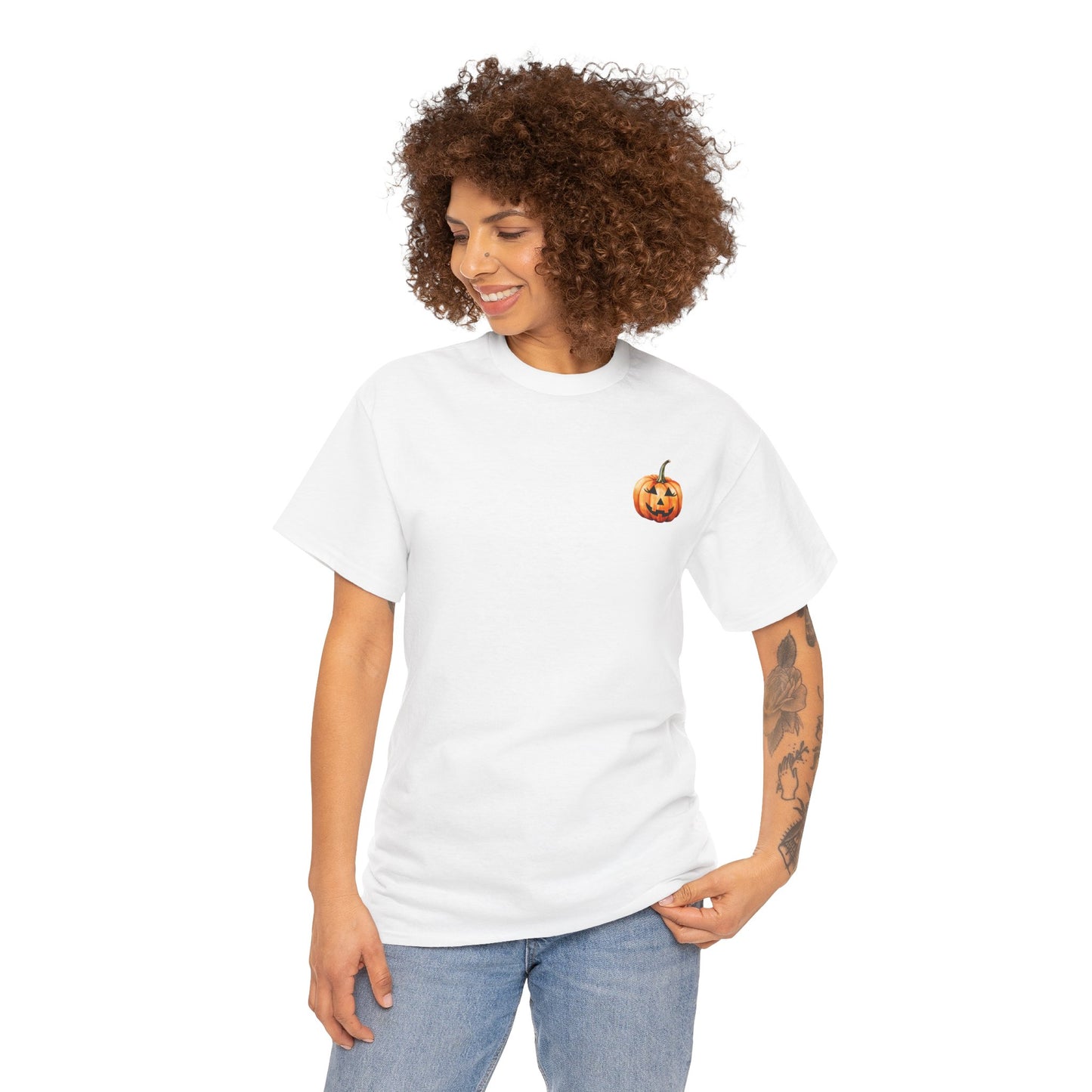 ๐ Embrace Autumn Magic - Pumpkin Bliss Collection for Cozy Season Vibes โจ - Harvest Vibes Pumpkin Cotton Tee | Fall Shirt, Halloween Apparel, Autumn Fashion, Unisex Graphic Tee, Gift for Pumpkin Lovers