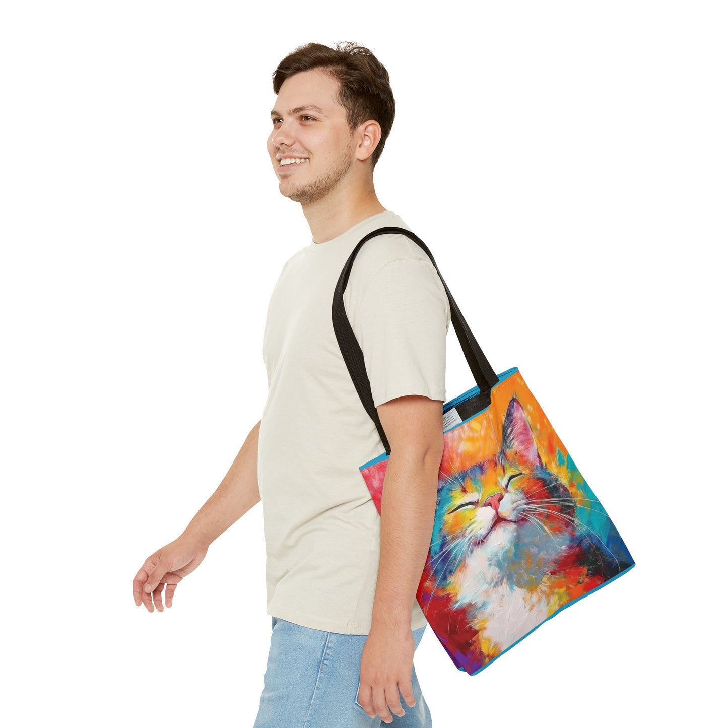 Colorful Cat Tote Bag: Pawsitive Vibes