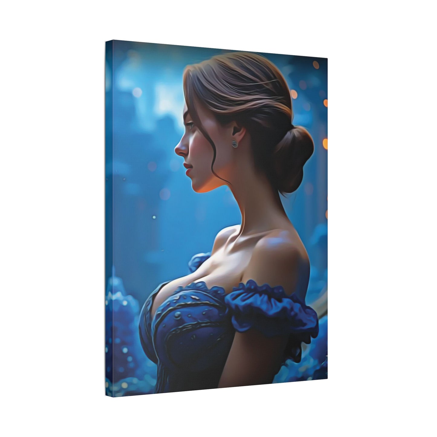 "Grace in Twilight: A Timeless Portrait of Strength, Elegance, and Inner Radiance" - Elegant Satin Canvas Wall Art, Home Decor, Art Print, Gift for Her, Wall Decoration, Whimsical Art