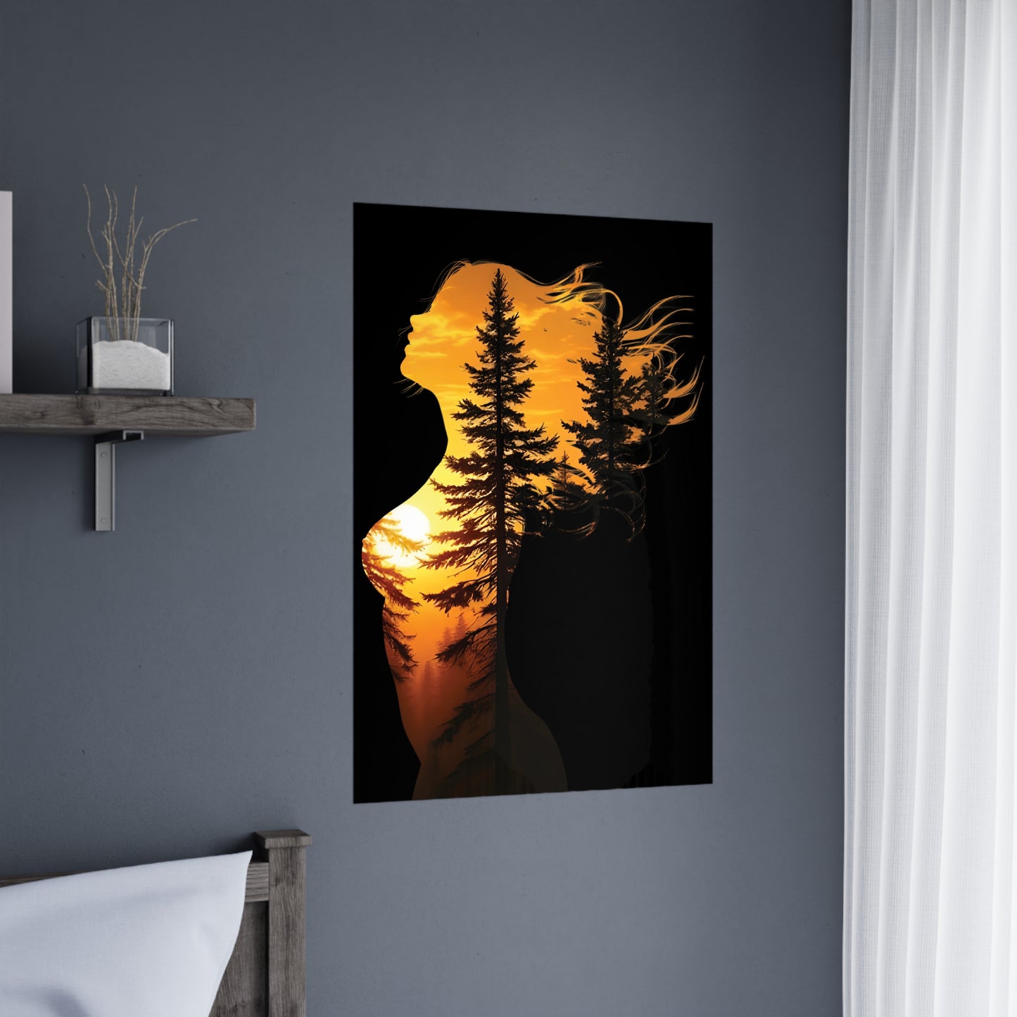 Forest Queen – Embrace the Wild Elegance #ForestQueen #ArtPrint #DoubleExposure #NatureArt #HomeDecor Matte Poster, Bohemian Wall Art, Home Decor, Inspirational Art, Gifts for Nature Lovers, Bedroom Decoration