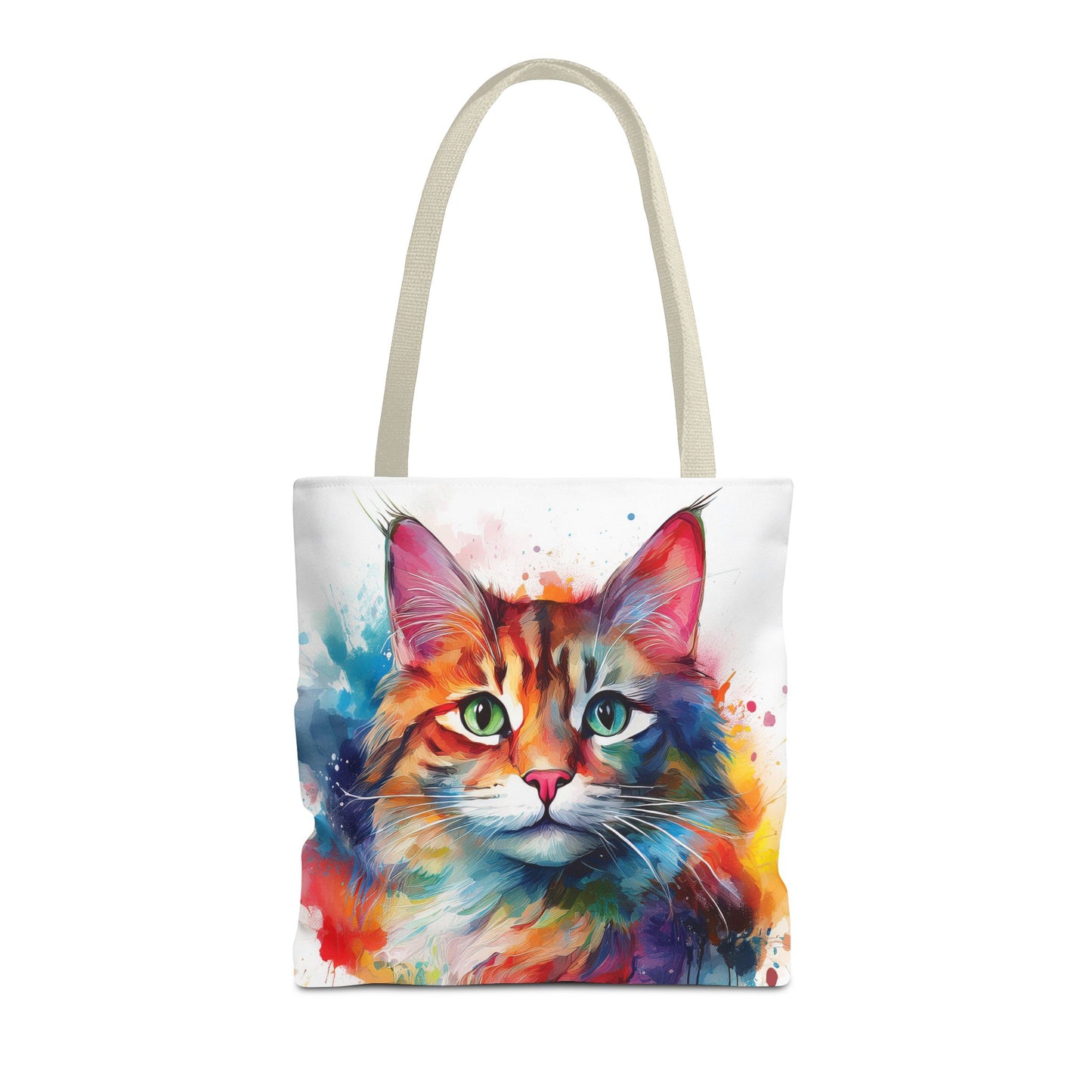 Colorful Tri-Color Cat Tote Bag: Pawsitive Vibes