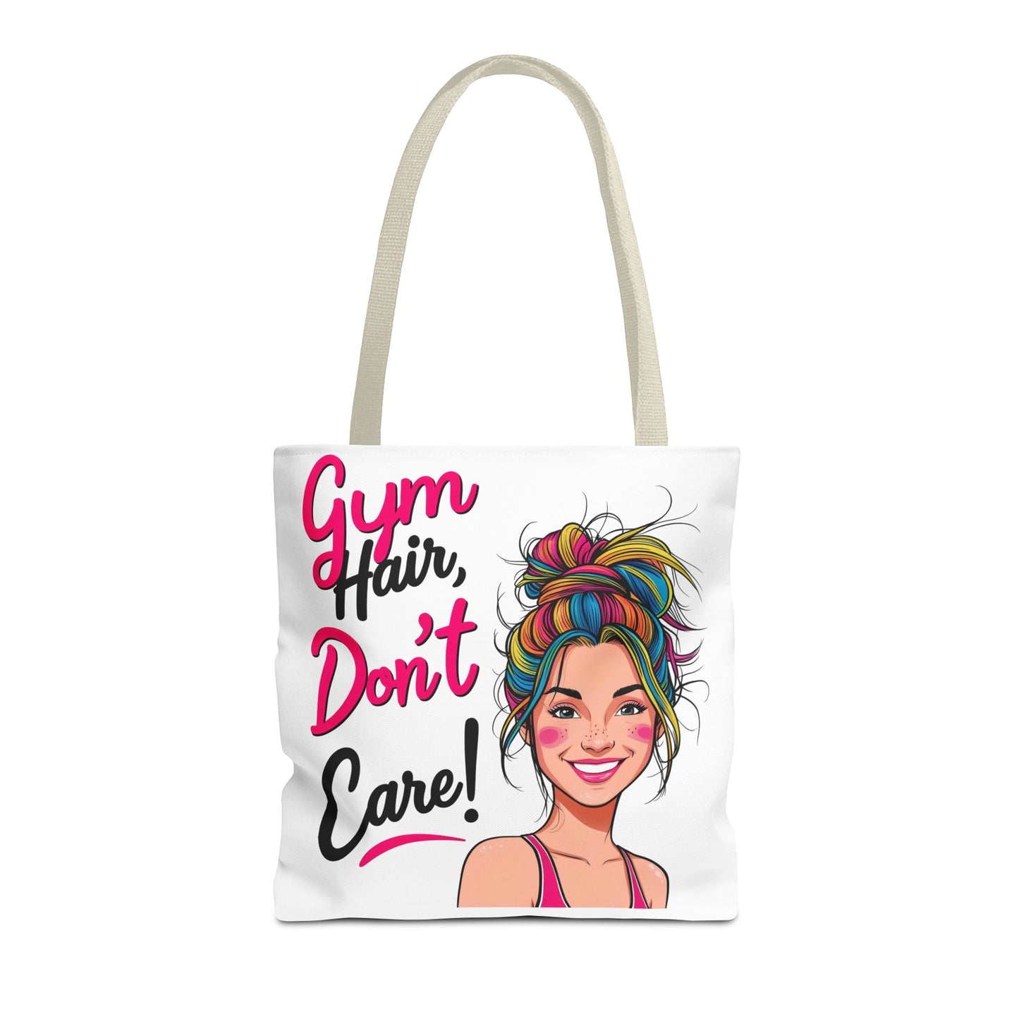 Fun Gym Tote Bag - 'Gym Hair, Don't Care!' - Perfect for Fitness Enthusiasts