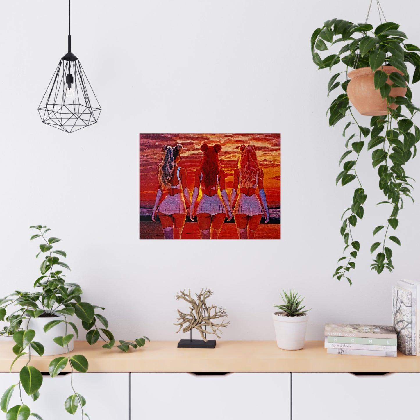Horizon Sisters β United in Light and Love π
ππ β Unity & Peace in Vibrant Coastal Light Poster, Red Aesthetic Art Print, Wall Decor for Anime Lovers, Home Decor, Gift for Fans