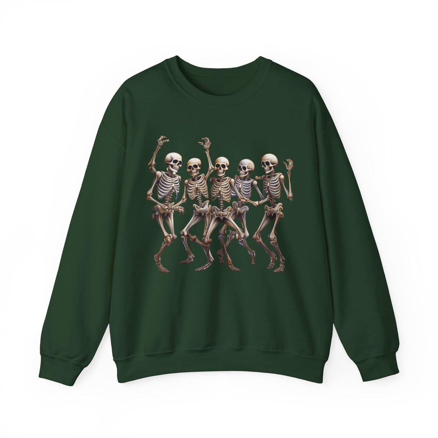 "Celebrate Life with Dancing Skeletons – Bold Apparel & Mugs that Spark Joy" - Halloween Skeleton Dance Crewneck Sweatshirt, Unisex Sweatshirt, Fall Fashion, Spooky Season Apparel, Gift for Halloween Lovers