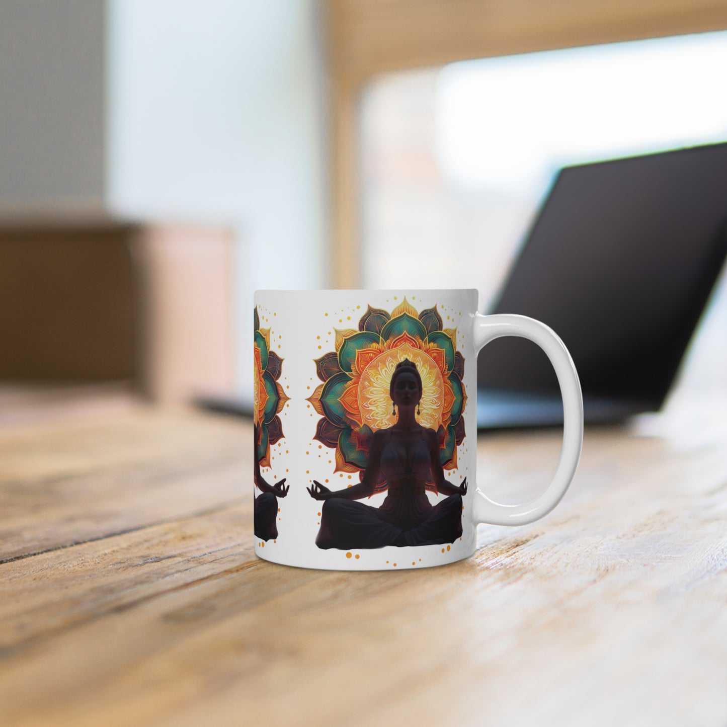 Meditation Ceramic Mug - Mindfulness Gift, Yoga Accessory, Chakra Decor, Inspirational Coffee Cup, Zen Homeware