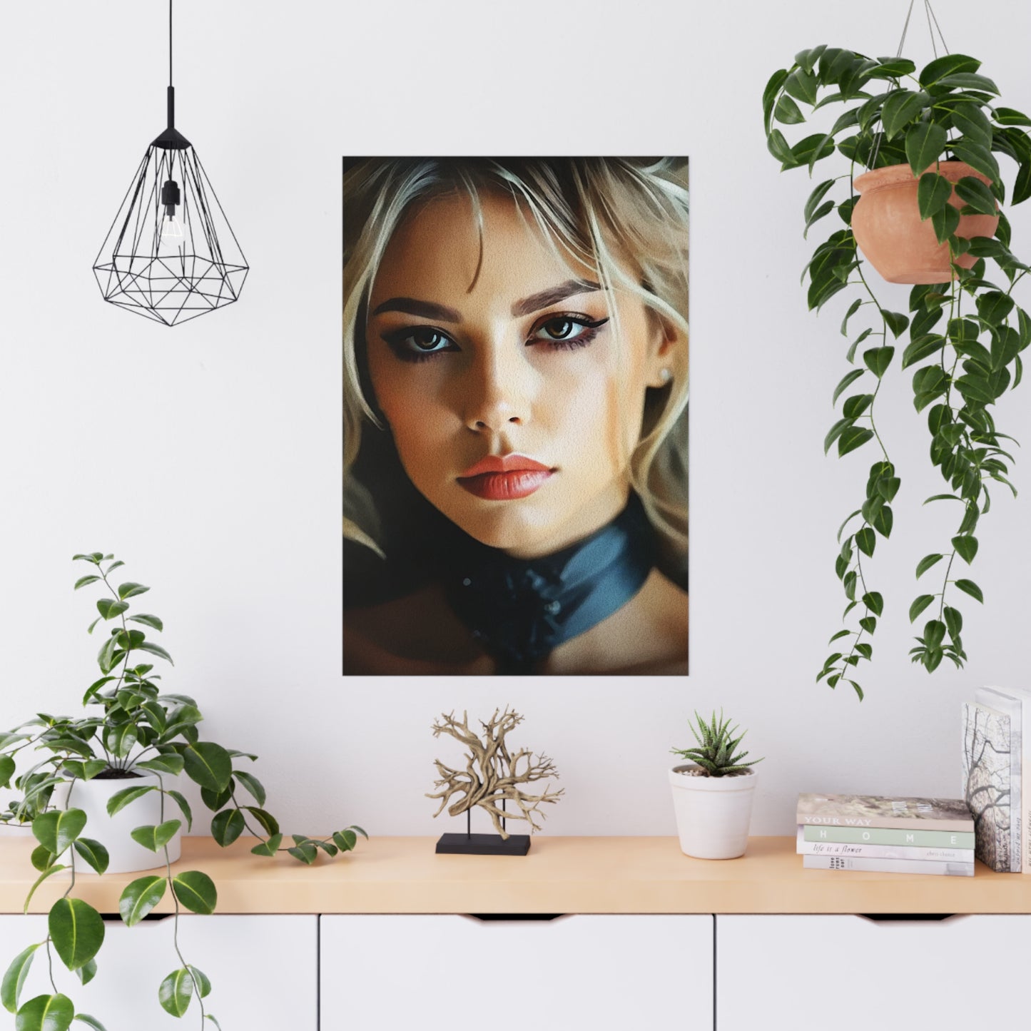 'Golden Whispers' – Flowing Hair Elegance for Inspired Spaces - Chic Matte Posters, Trendy Wall Art, Elegant Decor, Modern Home Design, Art for Living Room, Fashion-Inspired Artwork