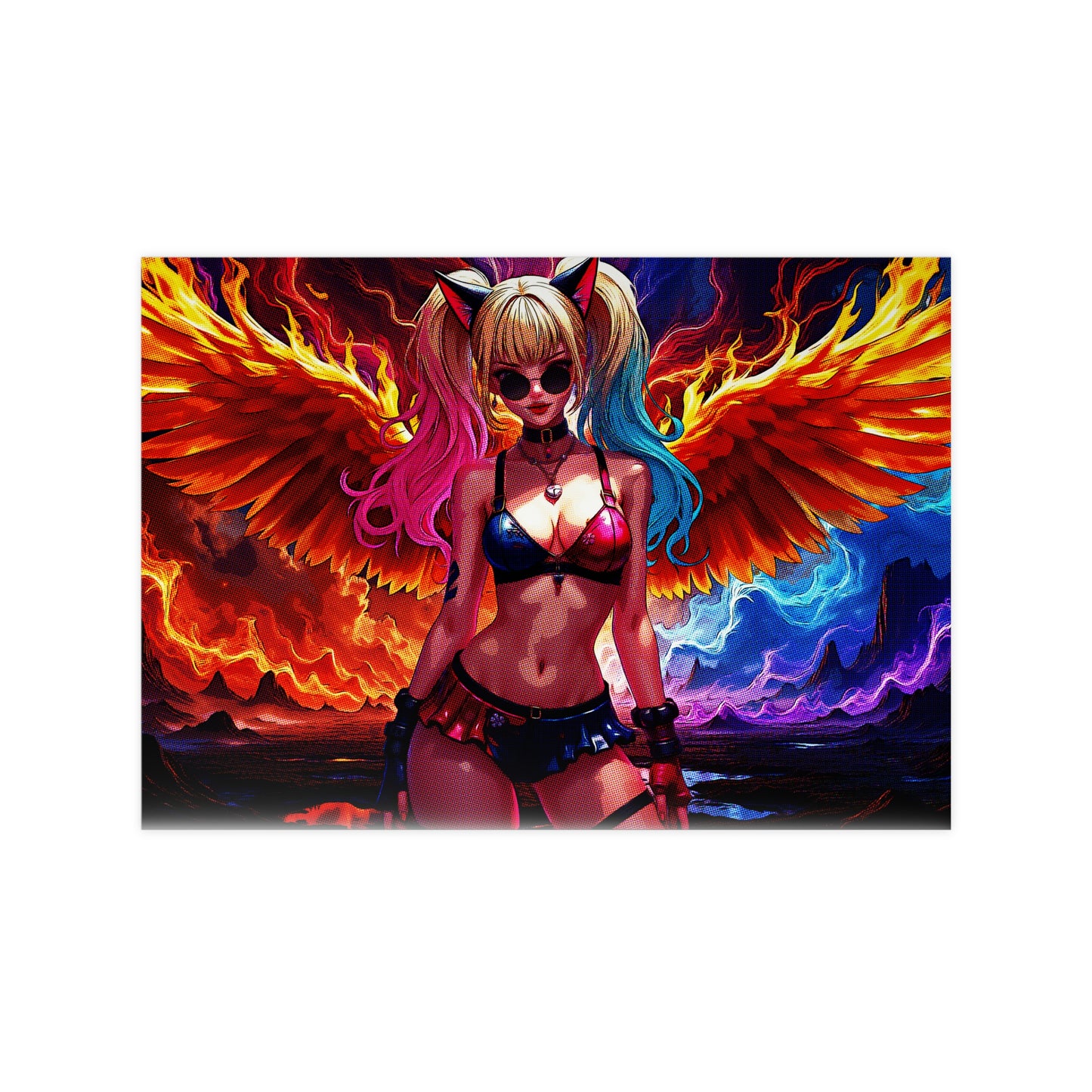 Vibrant Fantasy Pop Art Poster - Colorful Angel Wings Decor