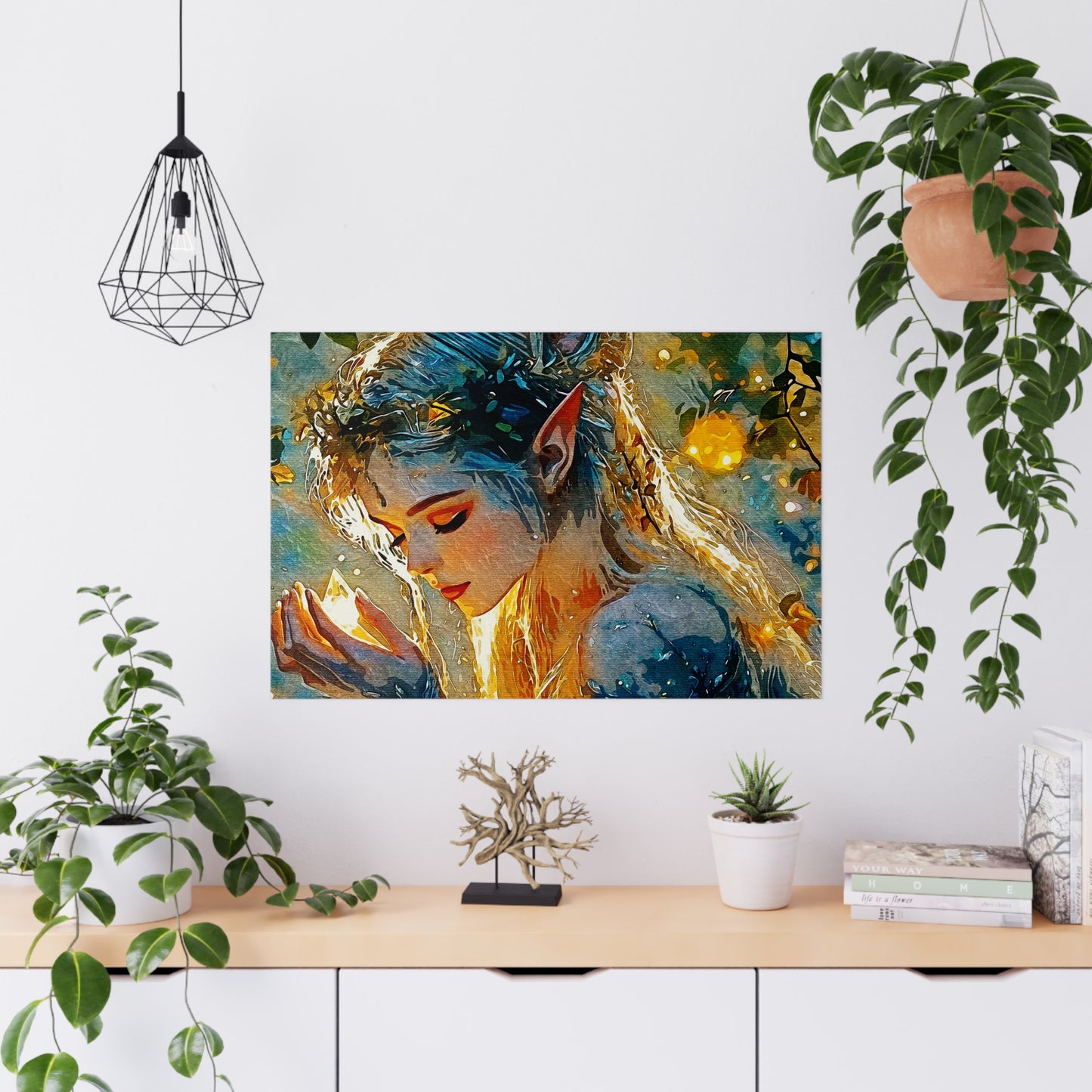 "Whispers of Light: An Enchanted Elven Dreamscape of Magic, Hope, and Inner Illumination" - Enchanting Matte Posters of Whimsical Art, Perfect for Home Decor, Gift for Art Lovers, Fairy Tale Accents, Unique Wall Art