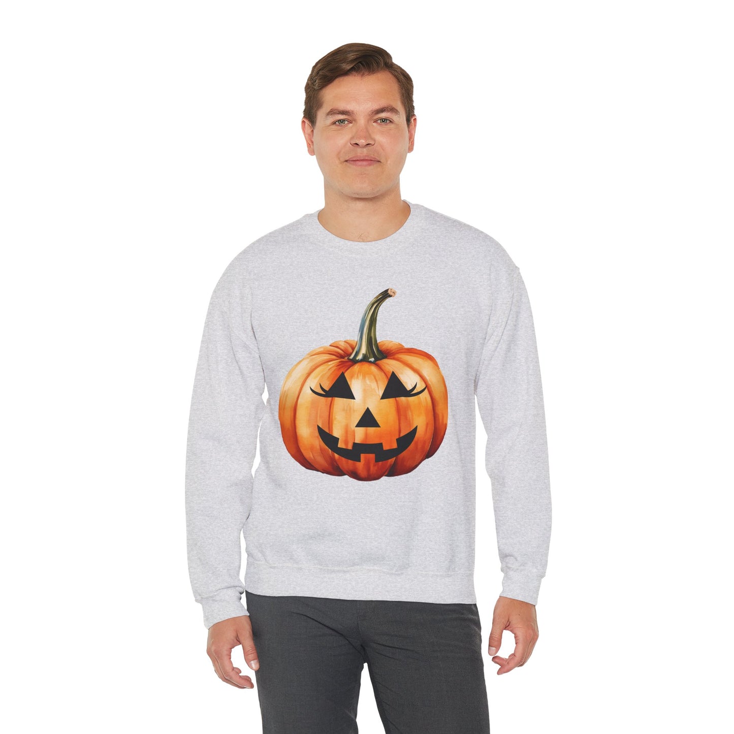 ๐ Embrace Autumn Magic - Pumpkin Bliss Collection for Cozy Season Vibes โจ - Halloween Pumpkin Crewneck Sweatshirt | Cozy Fall Fashion, Unisex Sweater, Casual Wear, Gift for Halloween Lovers, Autumn Style