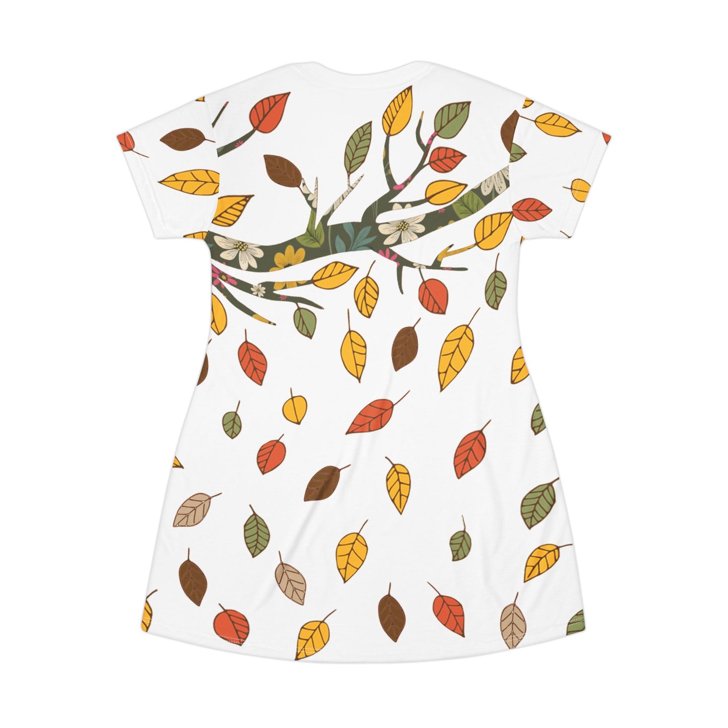 Autumn Leaves Design T-Shirt Dress
