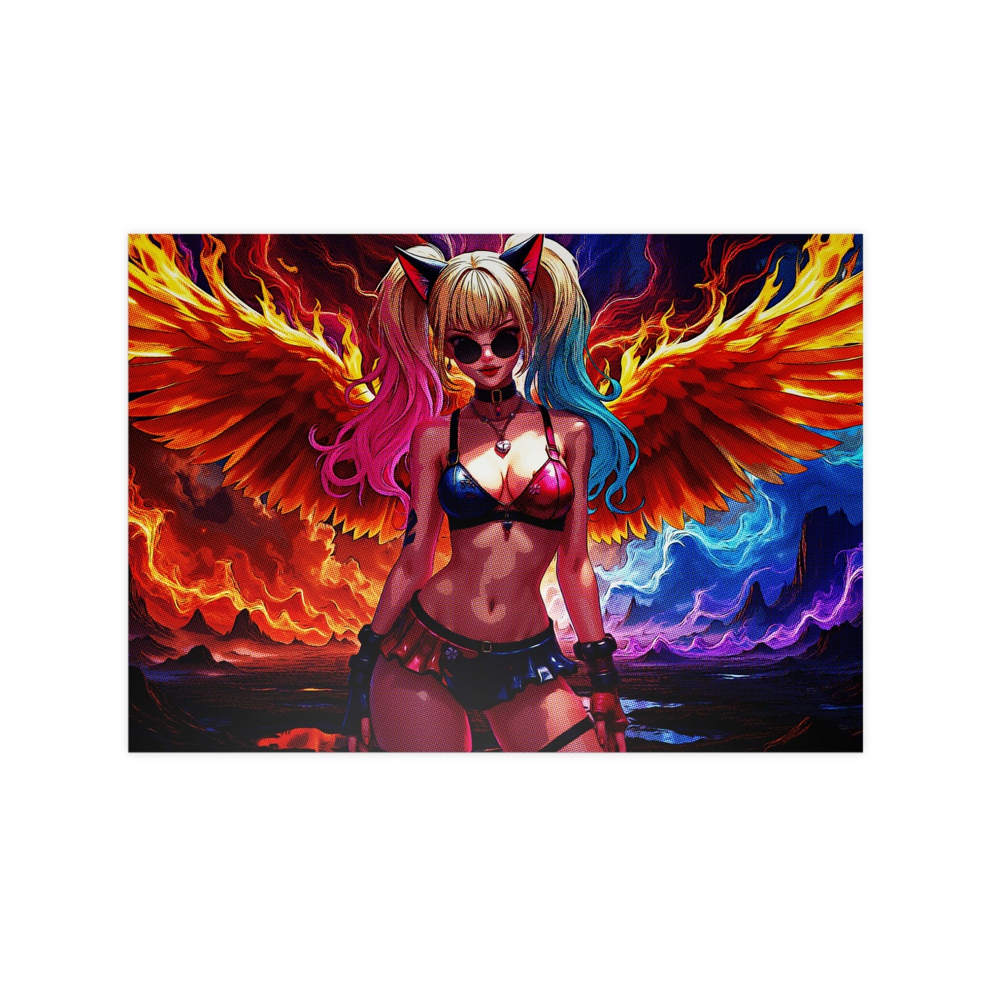 Vibrant Fantasy Pop Art Poster - Colorful Angel Wings Decor