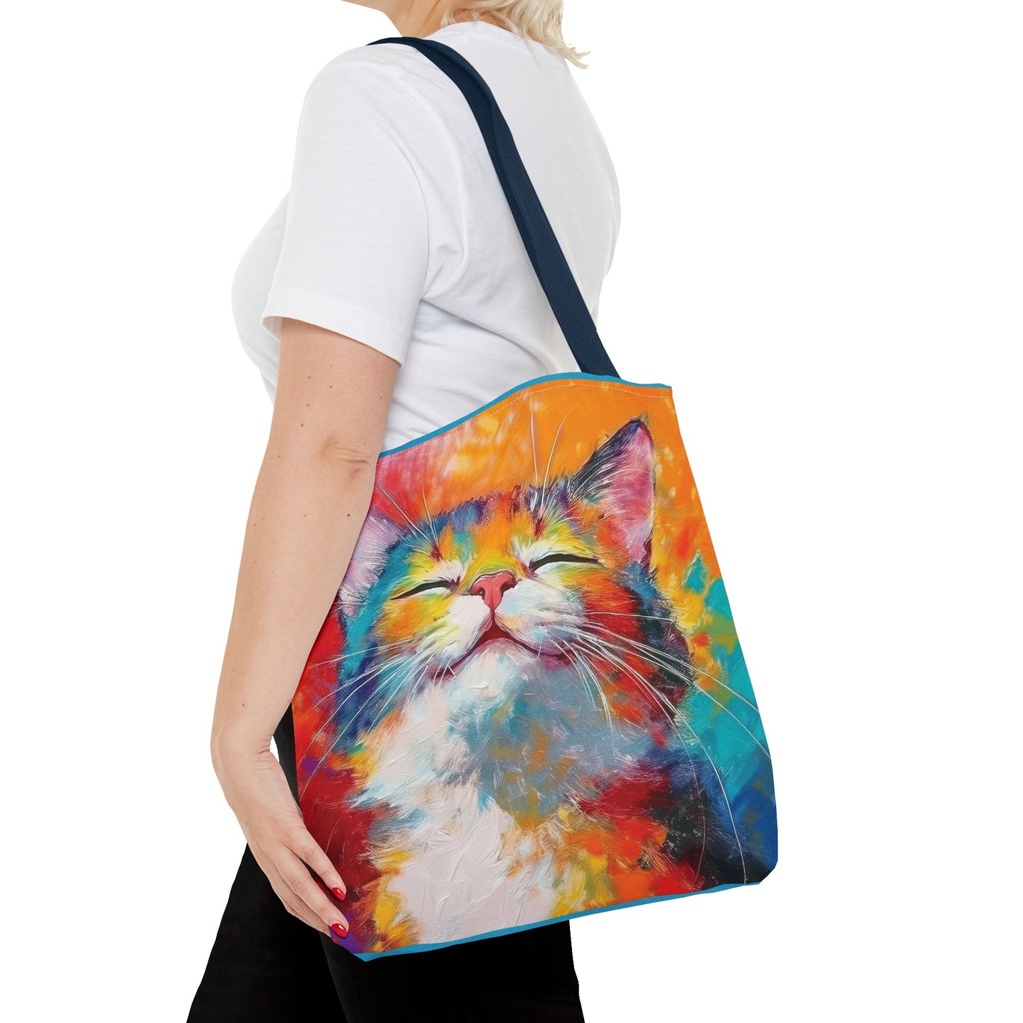 Colorful Cat Tote Bag: Pawsitive Vibes
