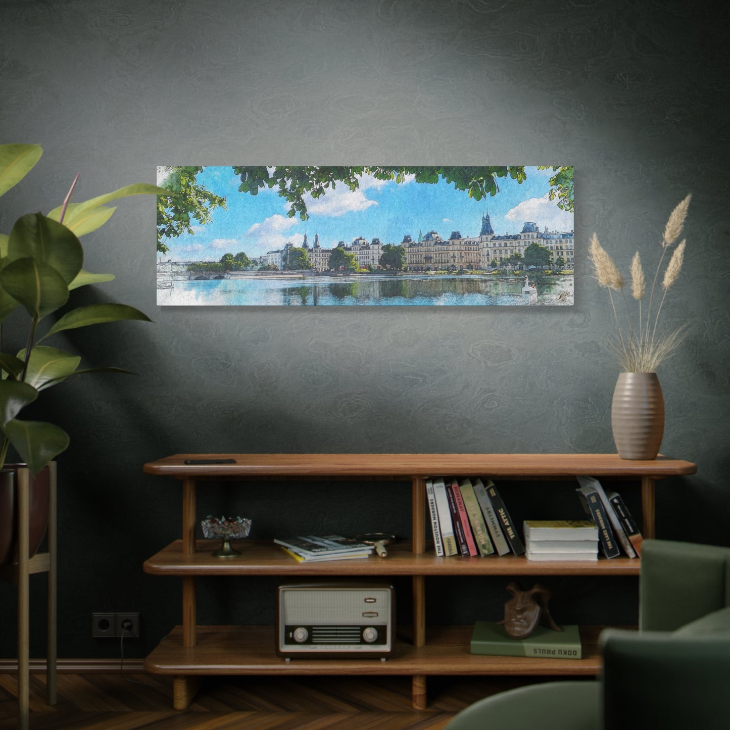 'The Lakes' Copenhagen - Canvas Print Watercolor Art -