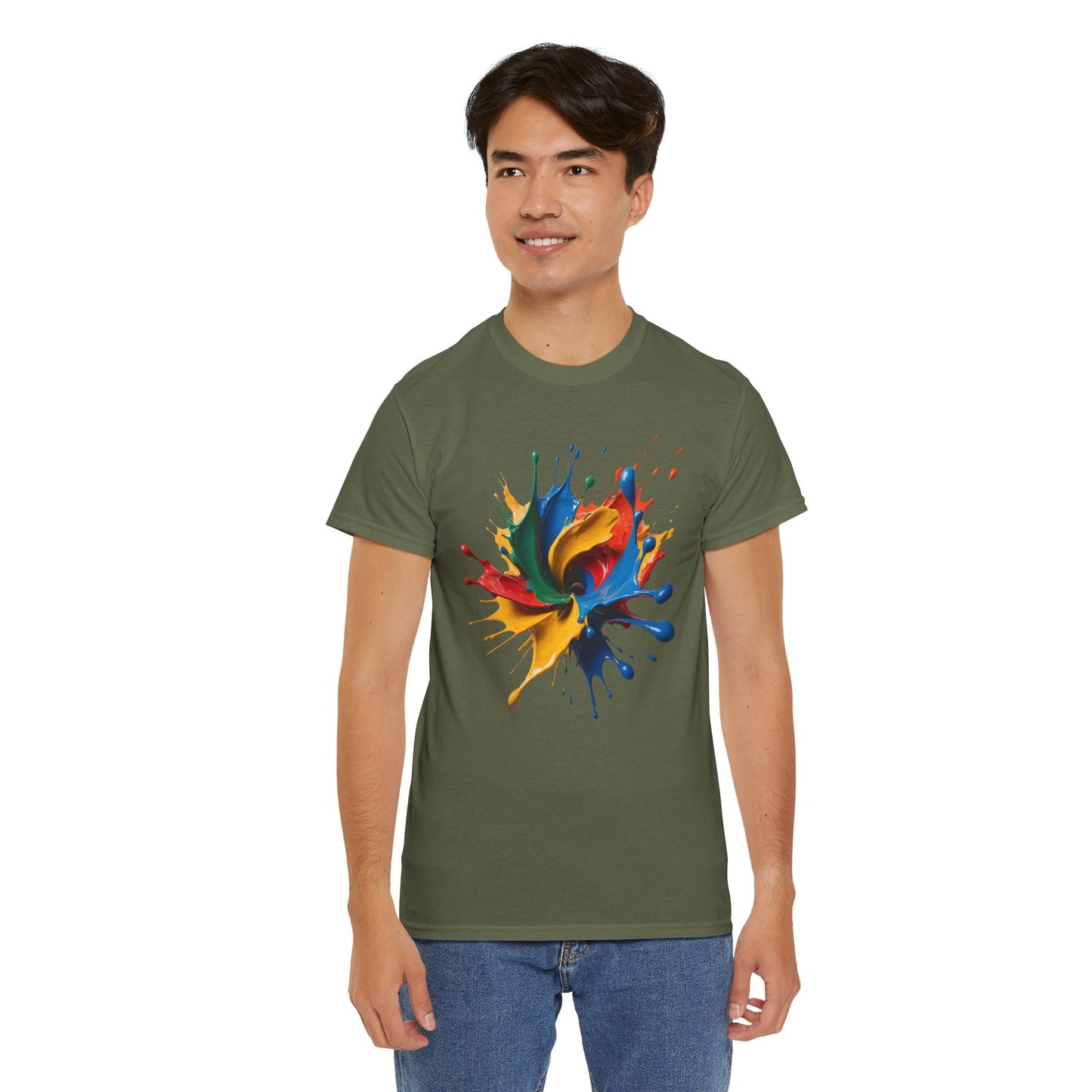 "Oops!" Color Splash Energy – Wear the Art, Feel the Vibe - Colorful Splash Art Unisex Heavy Cotton Tee | Vibrant Graphic T-Shirt, Casual Wear, Gift for Art Lovers, Color Run, Festival Outfit