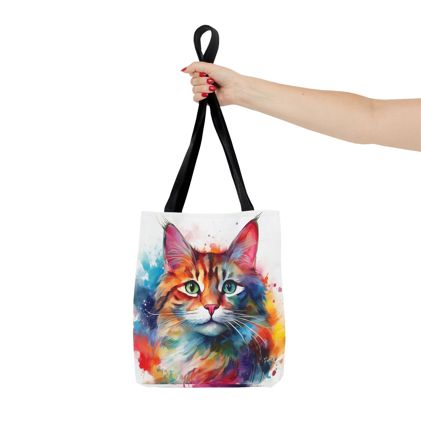 Colorful Tri-Color Cat Tote Bag: Pawsitive Vibes