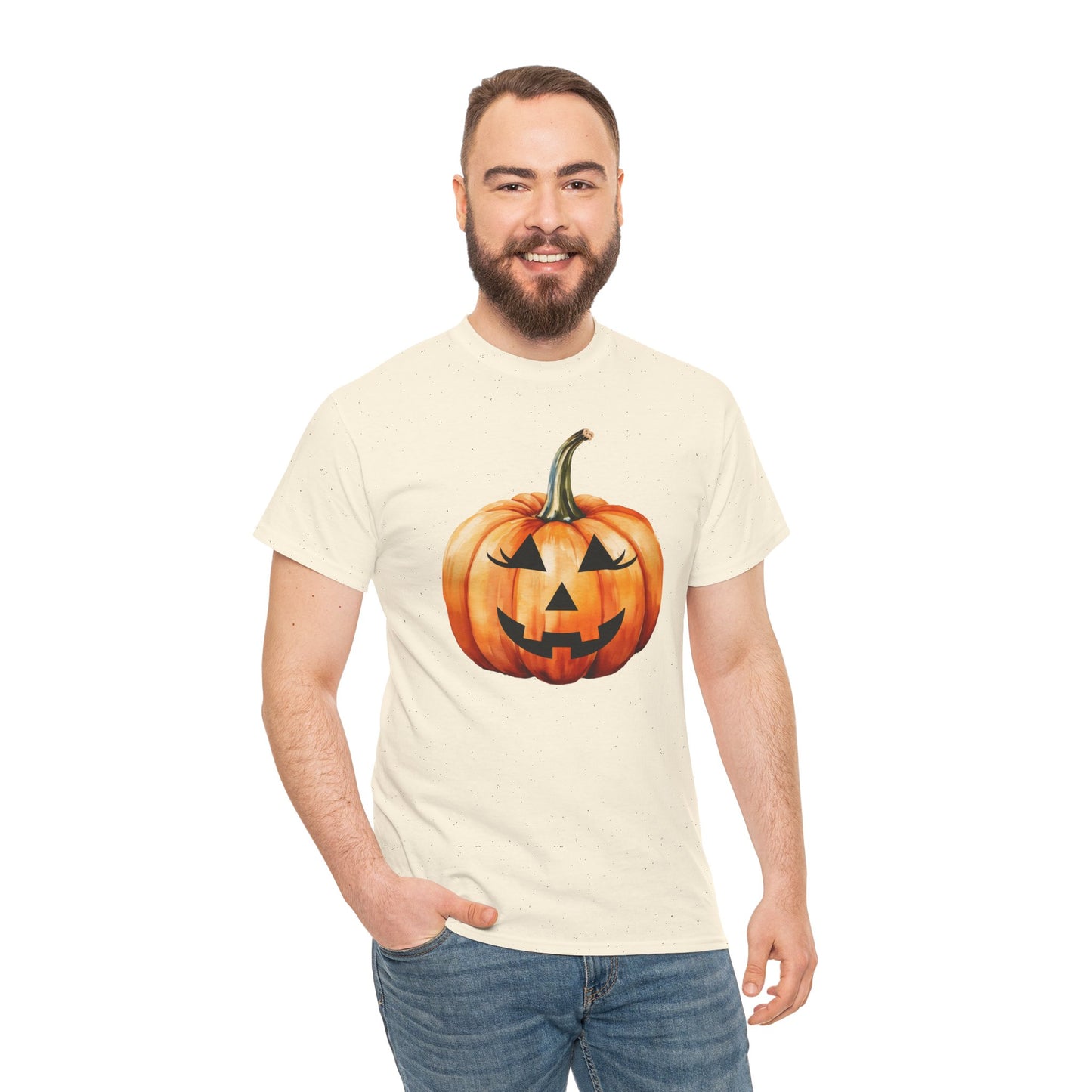 ๐ Embrace Autumn Magic - Pumpkin Bliss Collection for Cozy Season Vibes โจ - Harvest Vibes Pumpkin Cotton Tee | Fall Shirt, Halloween Apparel, Autumn Fashion, Unisex Graphic Tee, Gift for Pumpkin Lovers