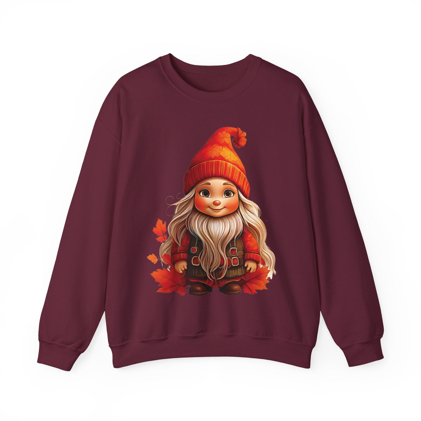 Autumn Gnome Magic – Cozy Whimsy in Every Leaf - Cozy Gnome Crewneck Sweatshirt, Fall Sweater, Autumn Design, Unisex Hoodie, Gift for Her, Holiday Apparel