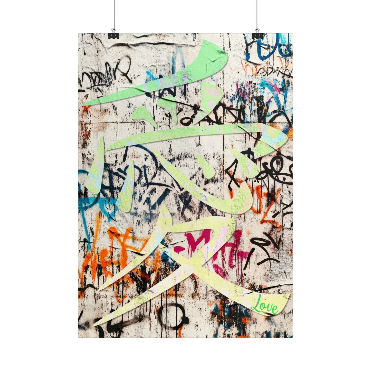 Graffiti Art Poster - Vibrant 'Kanji Love' Wall Decor