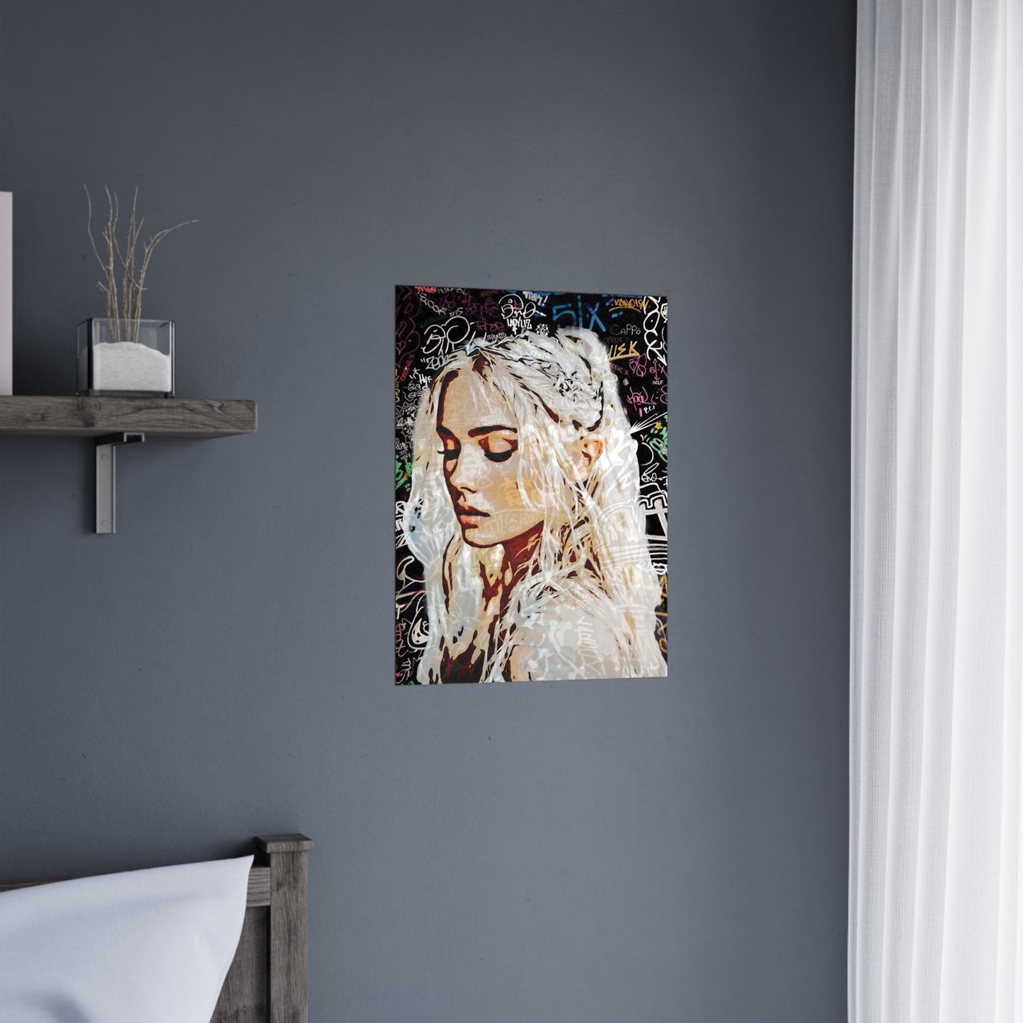 "Urban Dreams: Street Art Portrait of Hope and Beauty Emerging from City's Creative Soul" - Artistic Matte Poster for Home Decor, Aesthetic Wall Art, Gift for Her, Trendy Room Decoration, Stylish Artwork