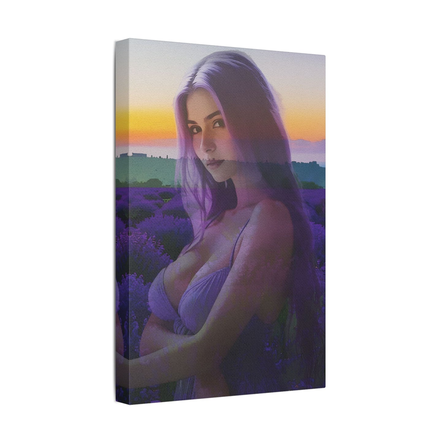 "Beautiful Lavender" – Dreamy Sunset Muse in Lavender Field Canvas Art