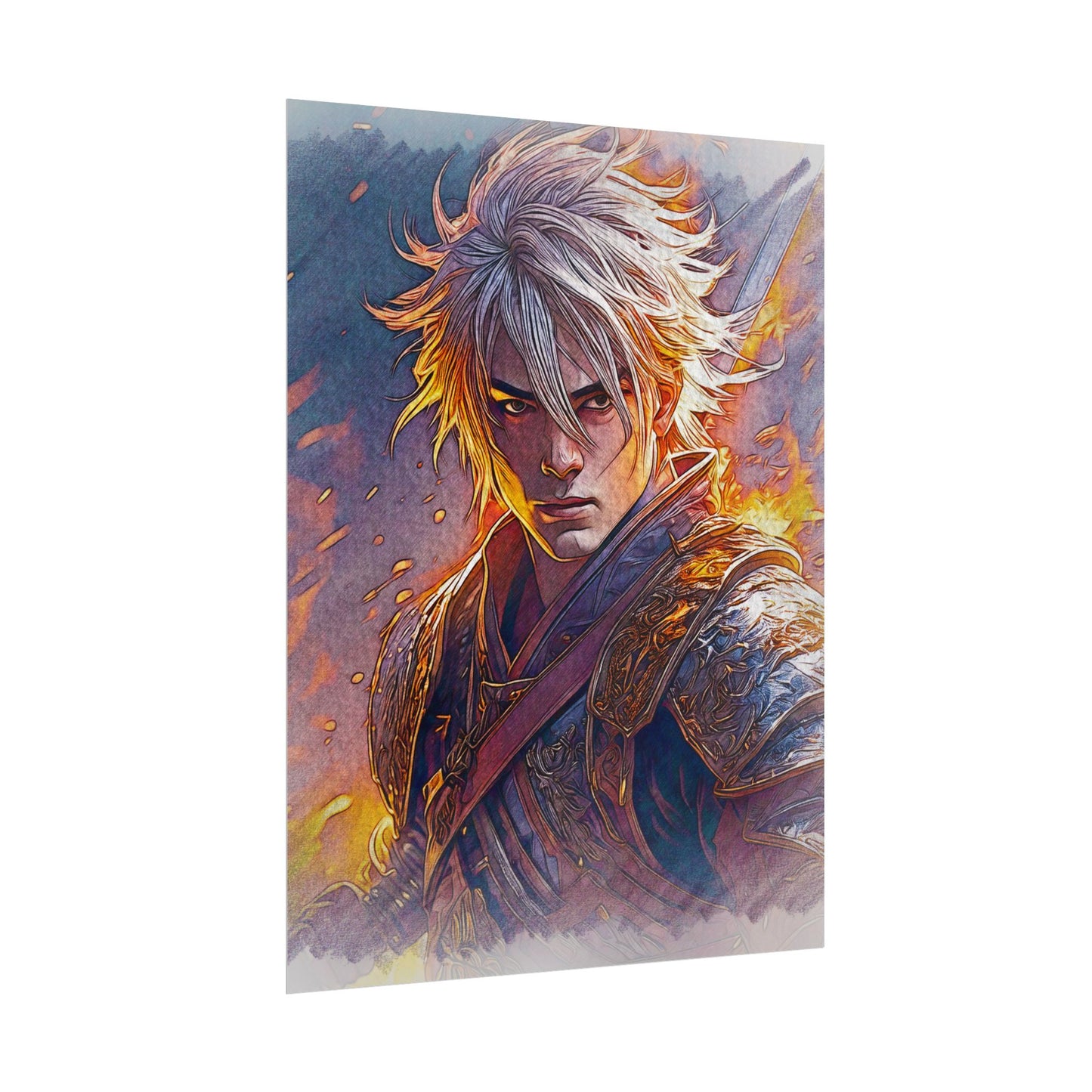 Epic Warrior Art Rolled Poster - Bold Fantasy Decor for Gamers & Anime Fans