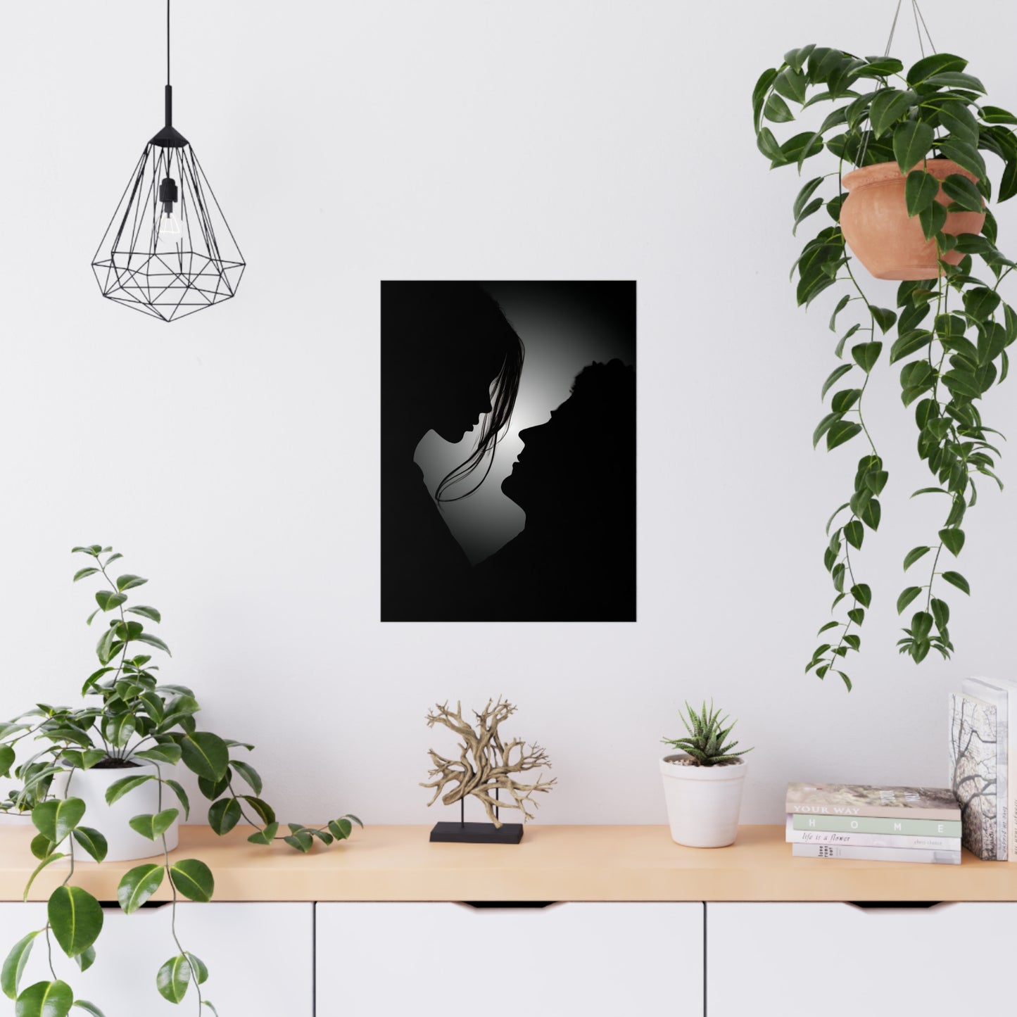 Romantic Silhouette –"Possibilities" Couple Art for Poster Decore Matte Poster, Wall Art for Home Decor, Bedroom Accent, Gift for Couples, Black and White Art Print