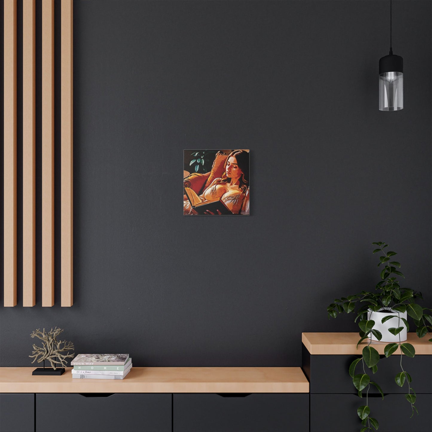 "Golden Hour Reading: Cozy Literary Escape Where Stories Come Alive in Warm Autumn Light" - Elegant Satin Canvas Artwork, Home Decor, Wall Art, Gallery Ready, Gift for Art Lovers, Cozy Vibes, Living Room Decoration