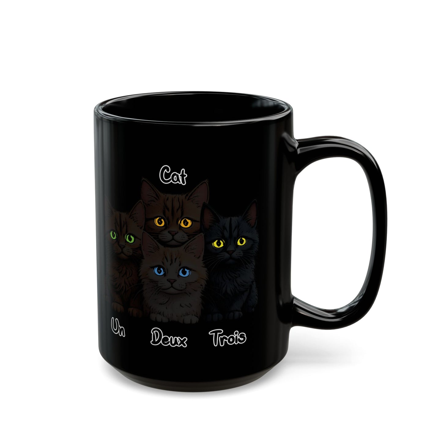 Un, Deux, Trois, Cat (Black Edition): Purrfect Counting Cuteness - Cute Black Cat Mug, Perfect Gift for Cat Lovers, Unique Coffee Cup, Pet Themed Drinkware, Gift for Cat Moms and Dads, Cat Adoption Awareness