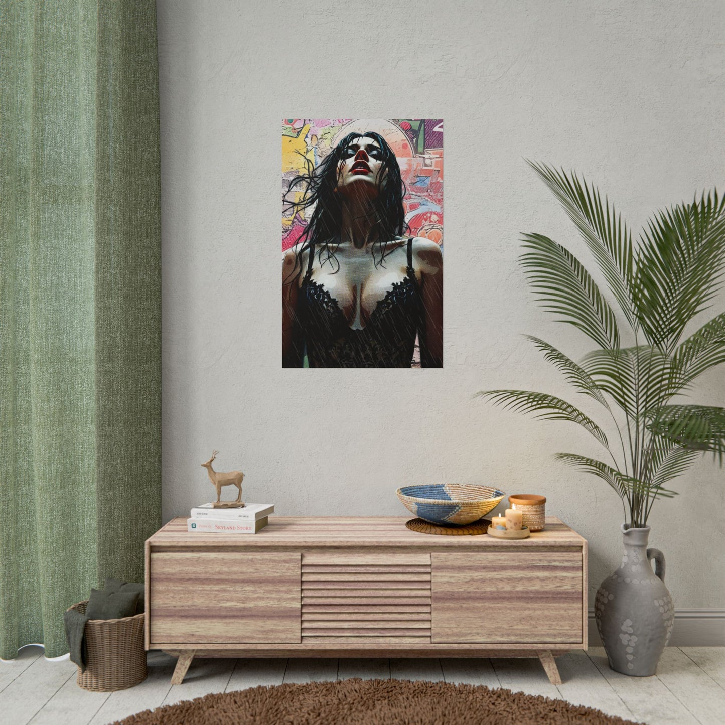 Rise Through the Storm: A Bold Expression of Strength, Passion, and Resilience in the Rain - Bold Art Rolled Posters, Wall Decor, Unique Gift, Home Aesthetic, Modern Art Print, Gallery Wall, Bedroom Decor