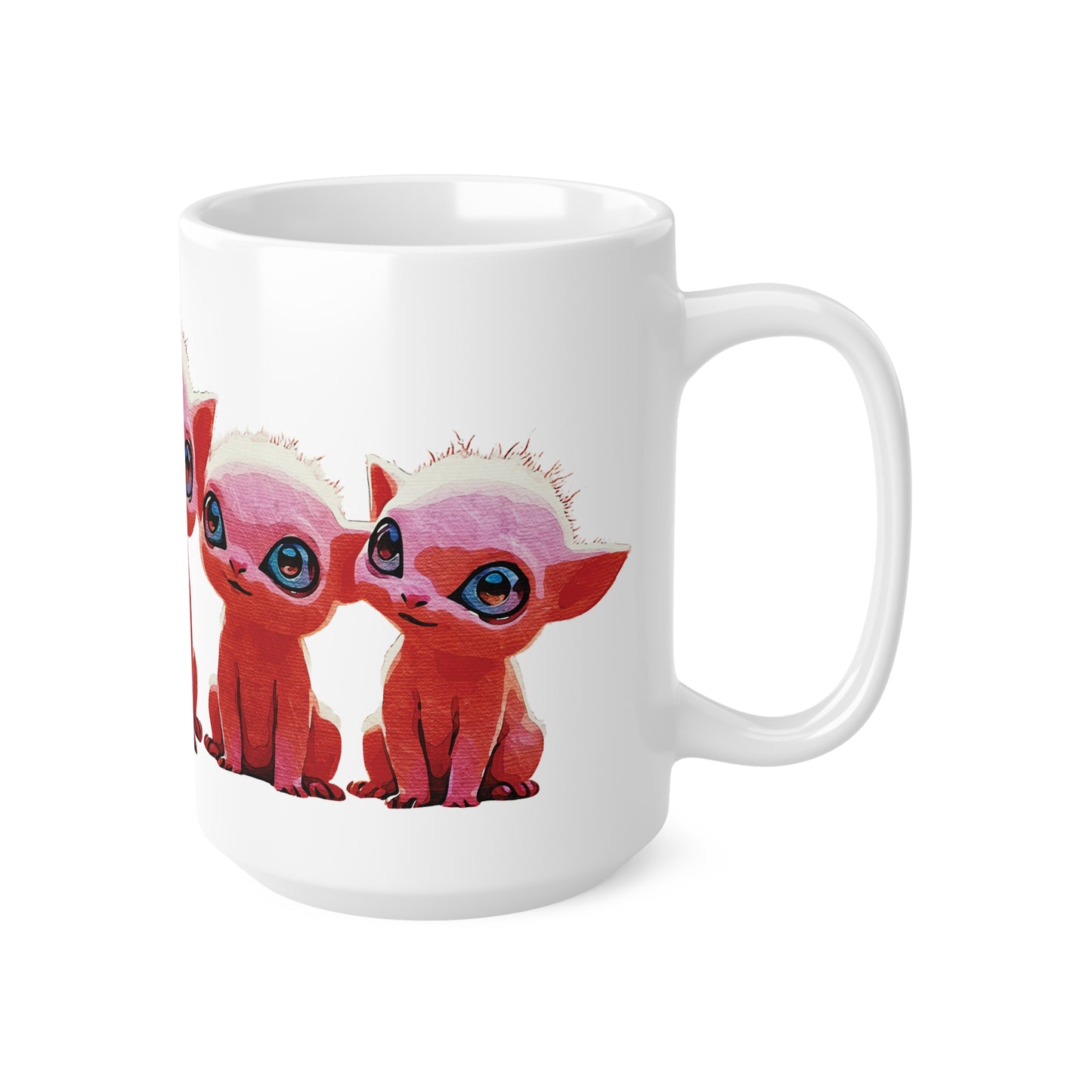 "Squad Goals: Adorable Red Creatures United - Friendship & Joy Collection" - Ceramic Coffee Cups - 11oz & 15oz, Unique Cat Lover Gift, Animal Mugs for Home, Funny Pet Coffee Mugs, Kawaii Cup Collection