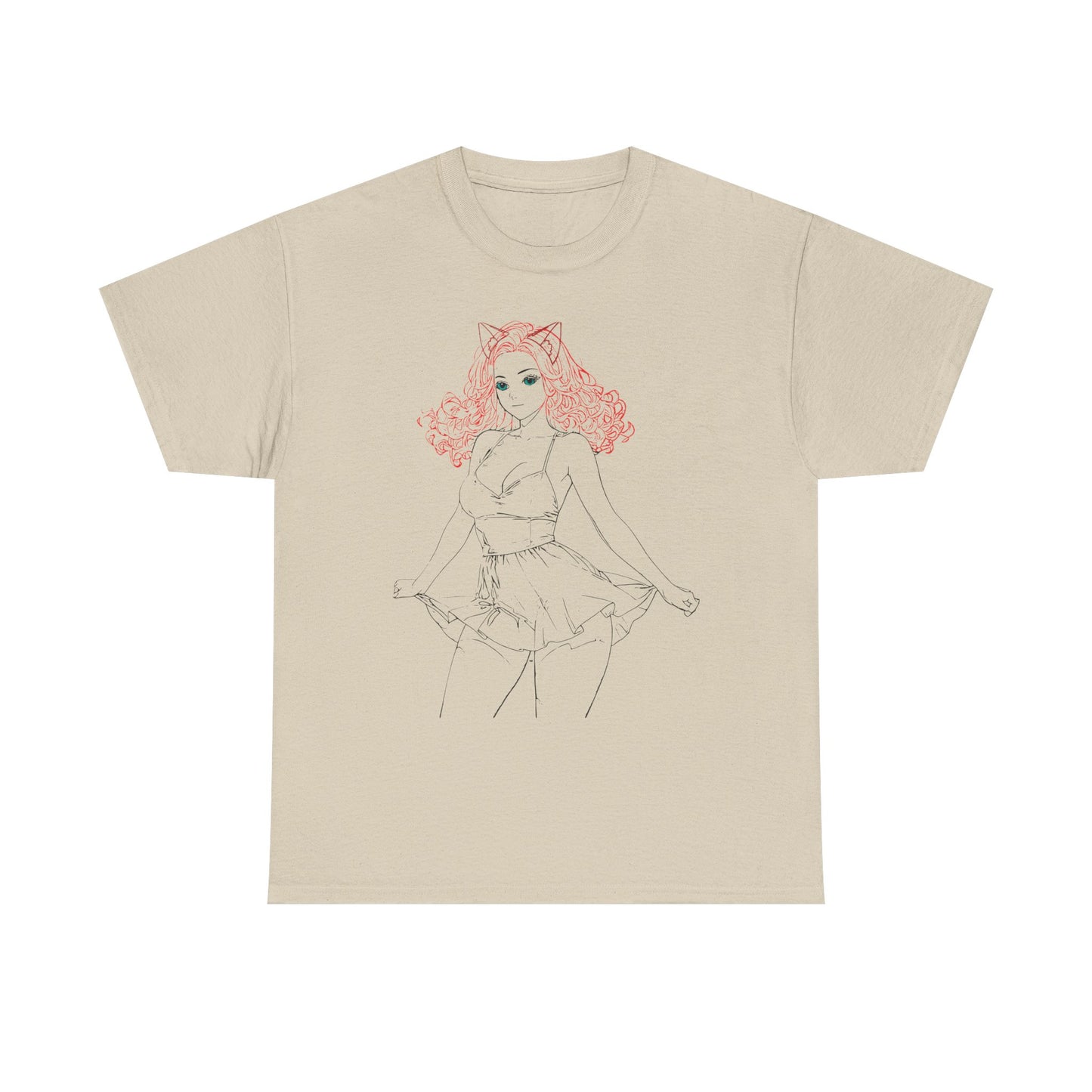 Cute Cat Girl Unisex Tee, Trendy Illustration T-Shirt, Gift for Cat Lovers, Casual Everyday Look, Fun Graphic Tee, Birthday Outfit