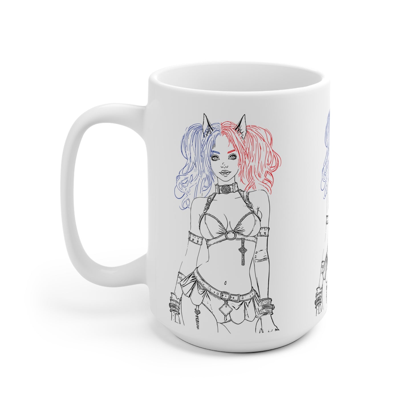Ainime Catgirl Inspired Ceramic Mug, Cute Coffee Cup, Unique Gift for Comic Fans, Halloween, Birthday, Character Merchandise