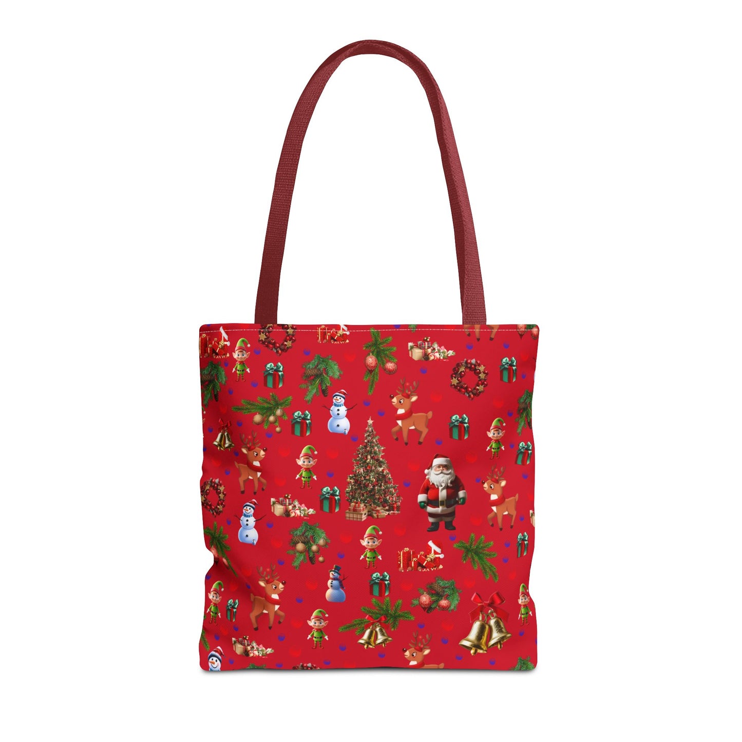 Festive Holiday Tote Bag - Santa, Snowman & Christmas Design