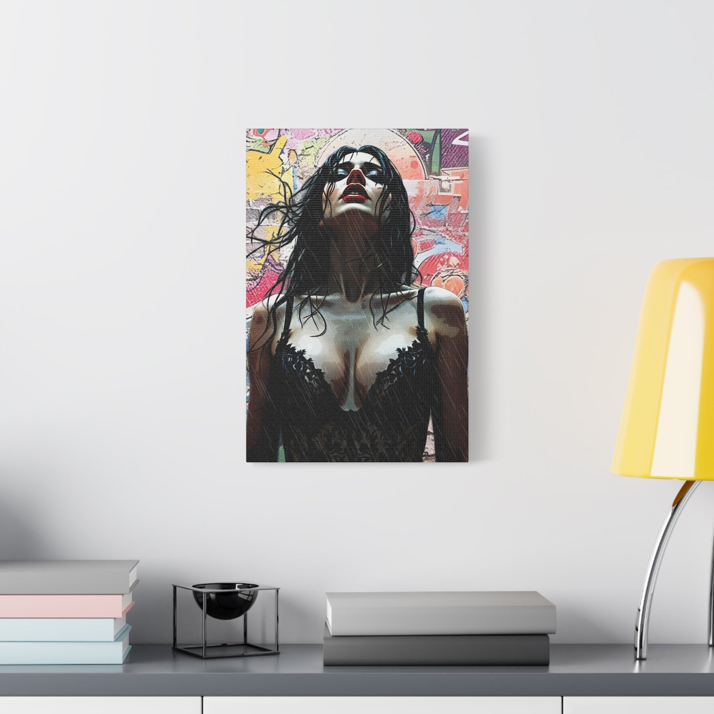 Rise Through the Storm: A Bold Expression of Strength, Passion, and Resilience in the Rain - Stretched Canvas Art Print, Wall Decor, Home Decor, Gift for Art Lovers, Modern Artwork, Contemporary Wall Art