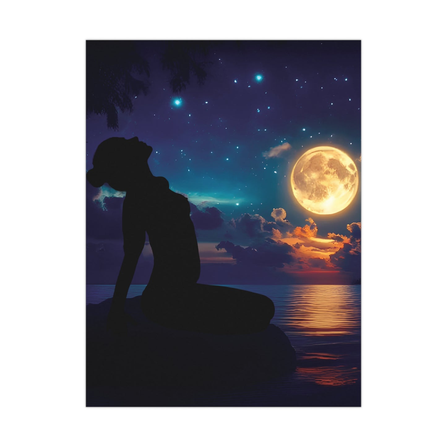 Moonlight Reflections – Serenity in Every Shadow 🌕✨ - Dreamy Night Sky Matte Poster, Celestial Wall Art, Relaxing Home Decor, Gift for Art Lovers, Boho Room Decor