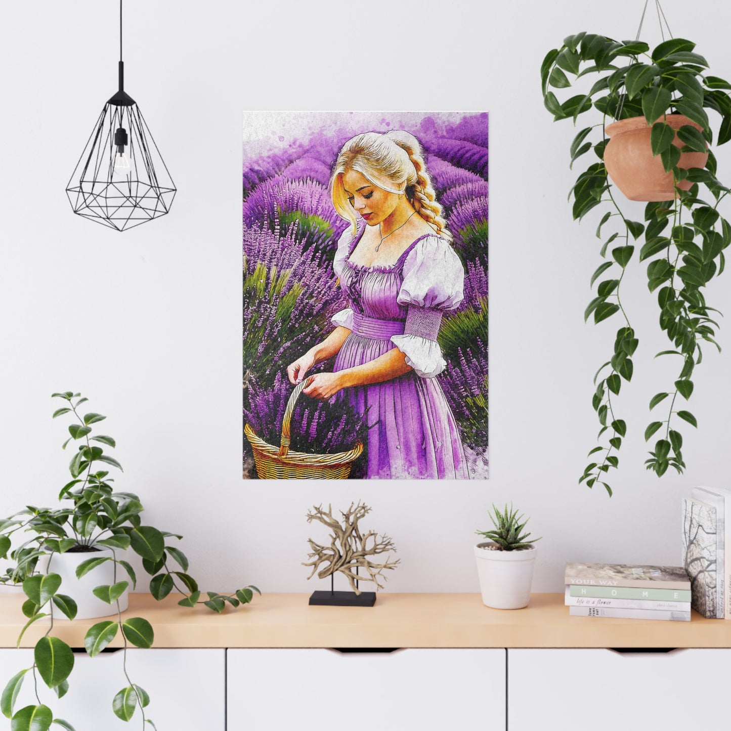 Lavender Field Matte Poster, Wall Art Decor, Feminine Art Print, Home Aesthetic, Gift for Her, Floral Wall Decor