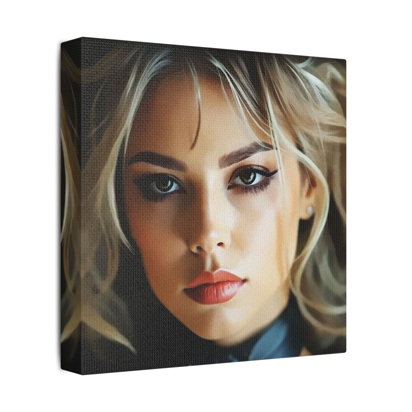 Golden Whispers – Flowing Hair Elegance for Inspired Spaces - Stretched Satin Canvas Art Print, Elegant Wall Décor, Modern Home Accent, Gift for Art Lovers, Portrait Artwork