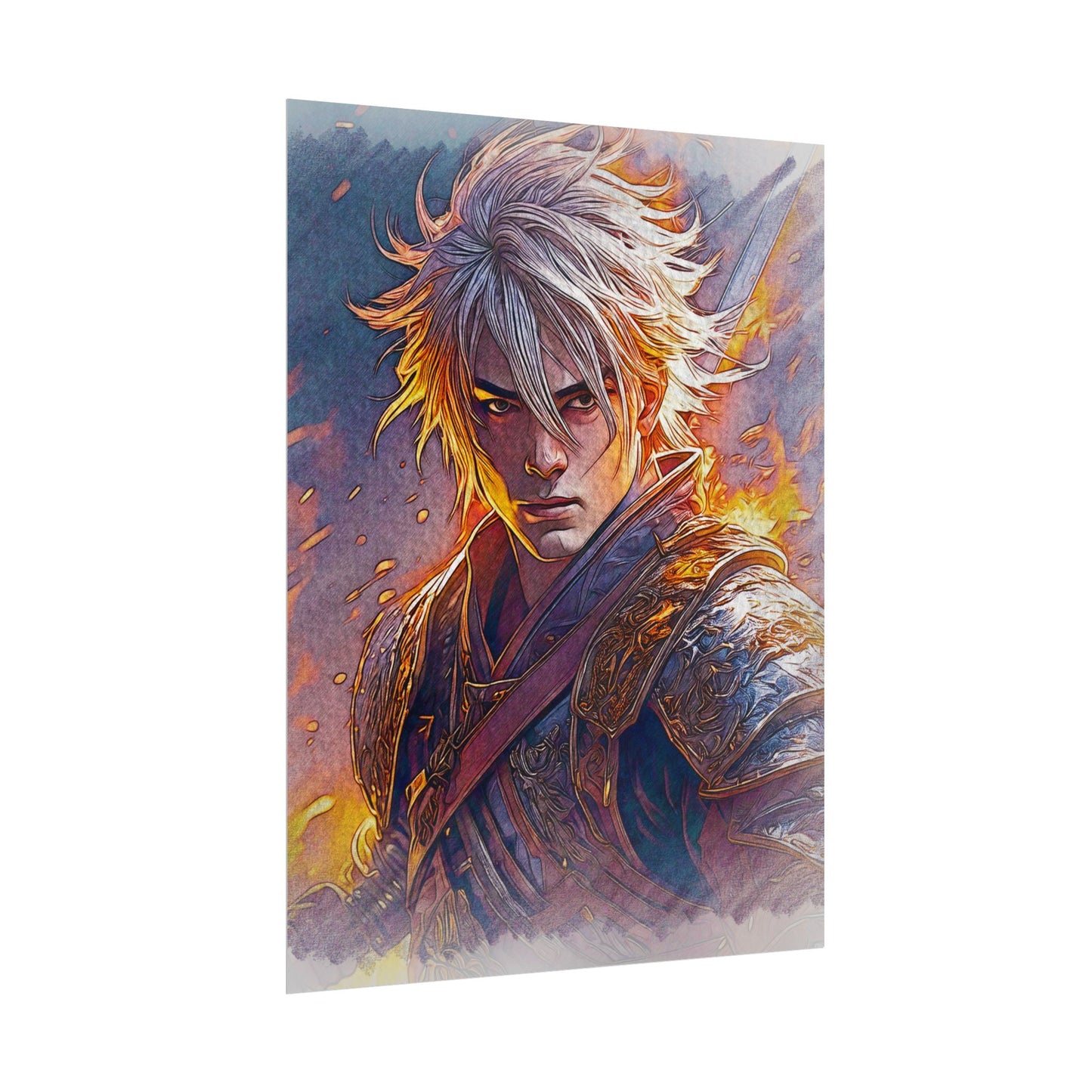 Epic Warrior Art Rolled Poster - Bold Fantasy Decor for Gamers & Anime Fans