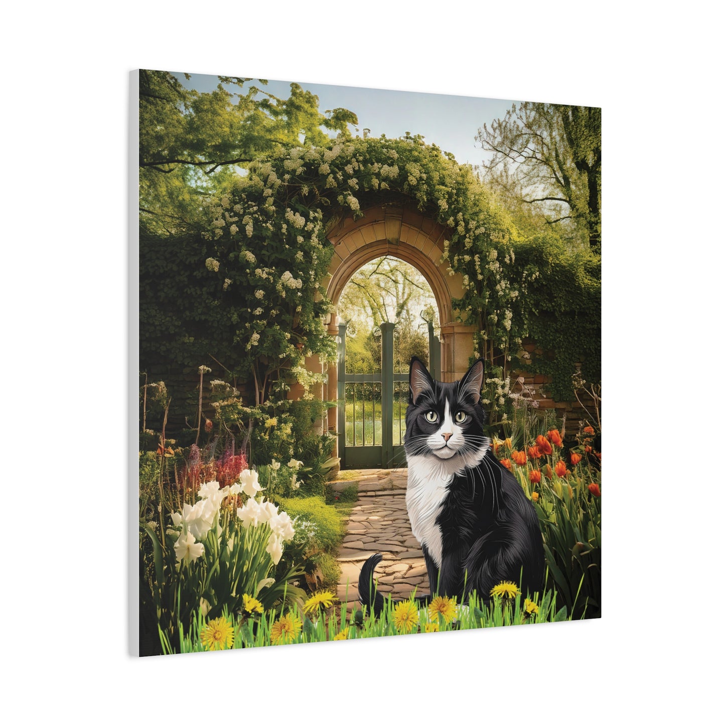 Cat Garden Matte Canvas Wall Art - Charming Home Decor for Cat Lovers
