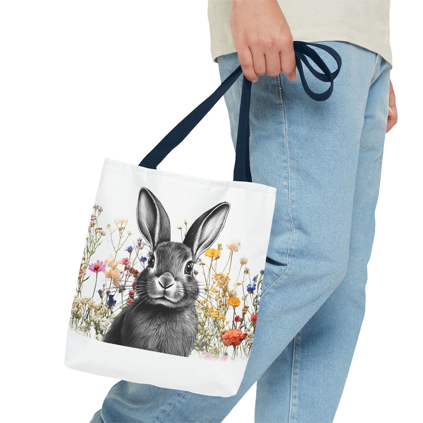 Easter Tote Bag - Easter Bunny in a Meadow