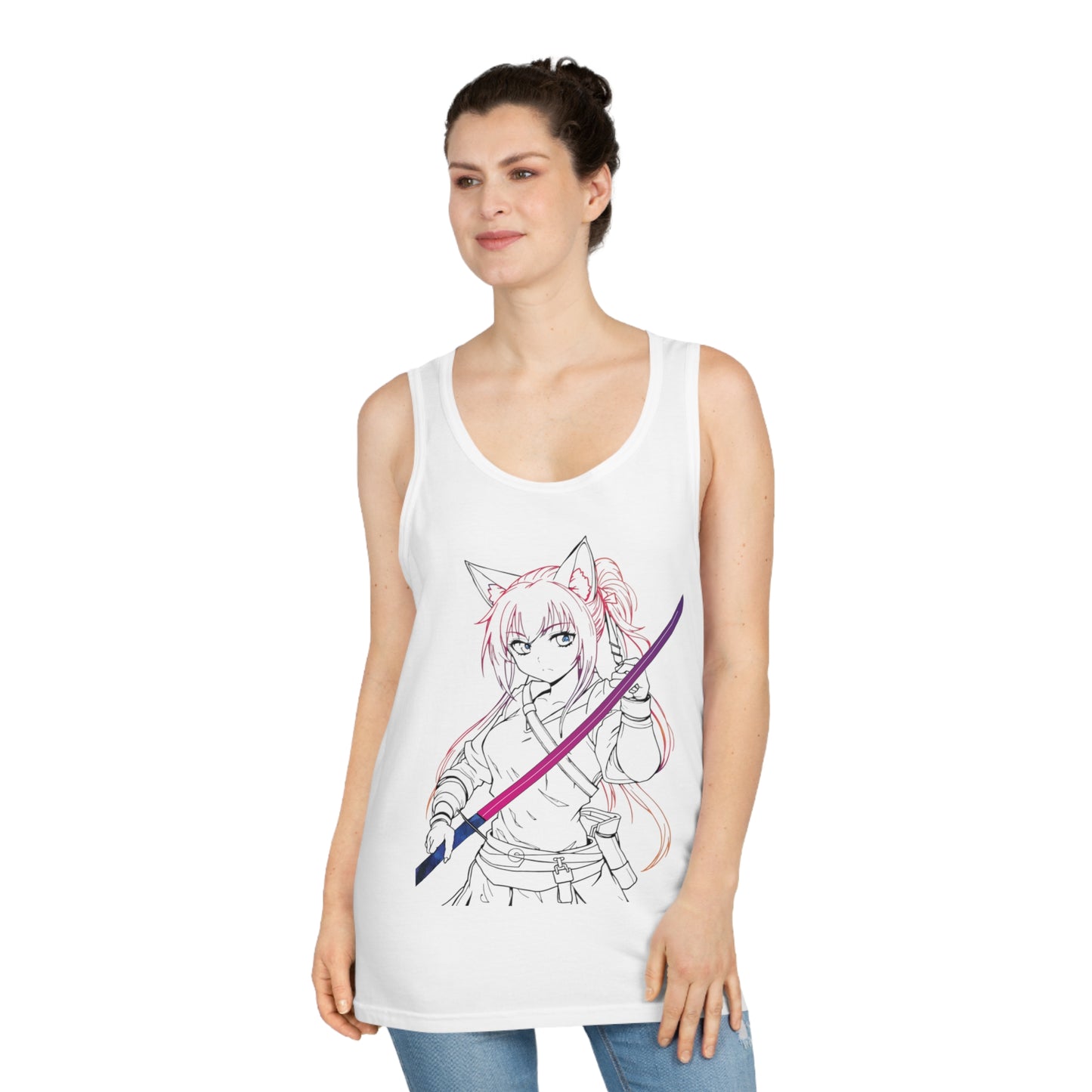 Anime-Inspired Unisex Softstyle Tank Top, Cool Graphic Tee for Casual Wear, Ideal Gift for Anime Lovers, Summer Style, Cute Character Design