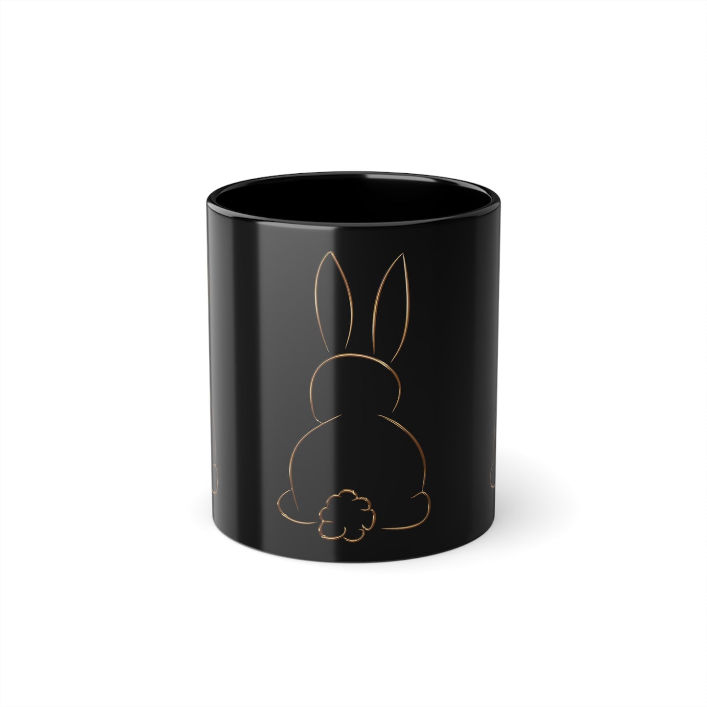 Elegant Black Golden Bunny Coffee Cup | 11oz - Perfect for Bunny Lovers & Easter Gifts
