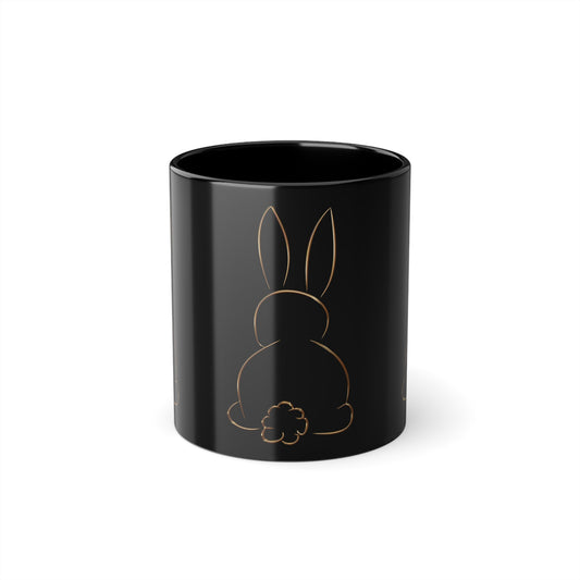 Elegant Black Golden Bunny Coffee Cup | 11oz - Perfect for Bunny Lovers & Easter Gifts