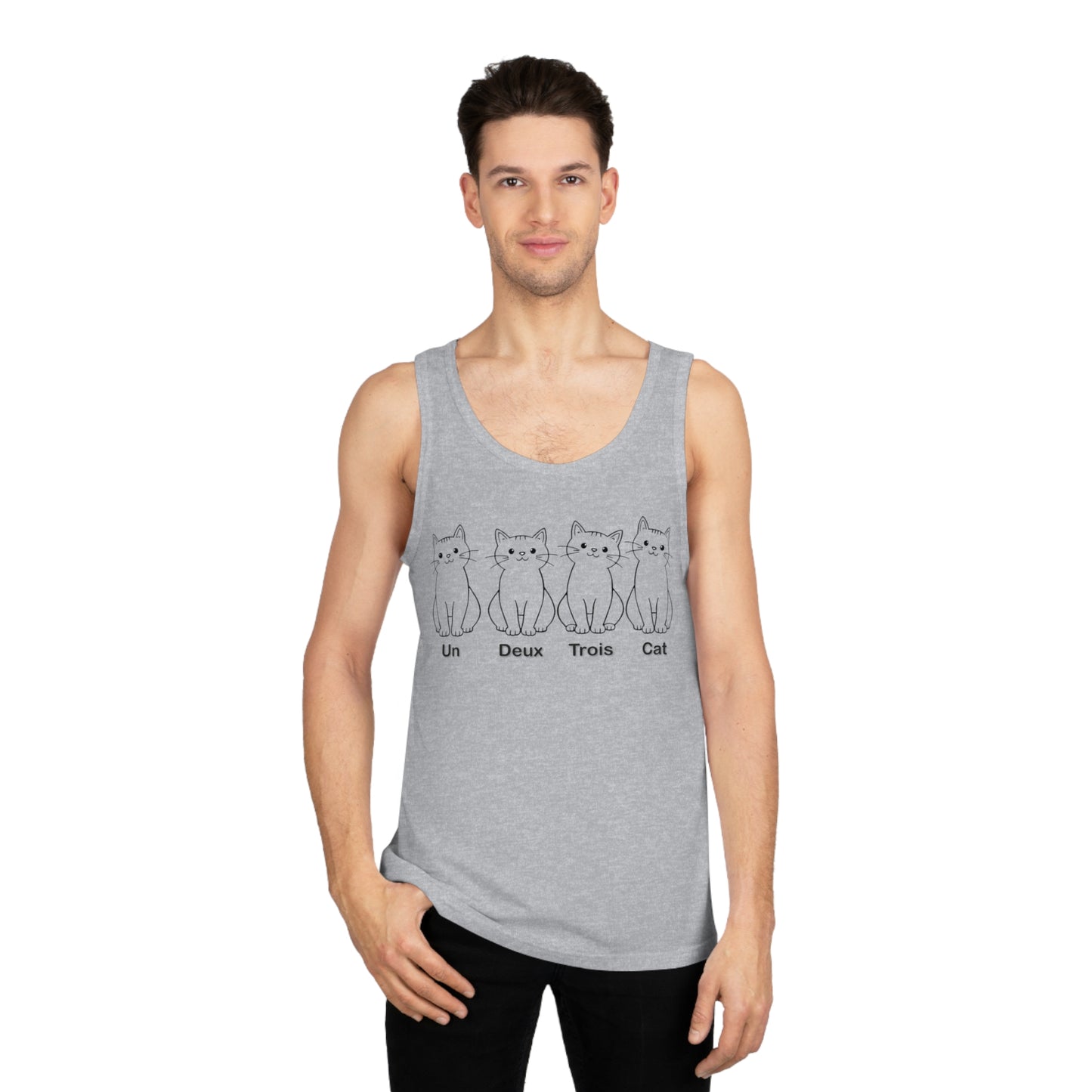 Funny Cat Unisex Softstyle™ Tank Top - 'Un Deux Trois Cat'
