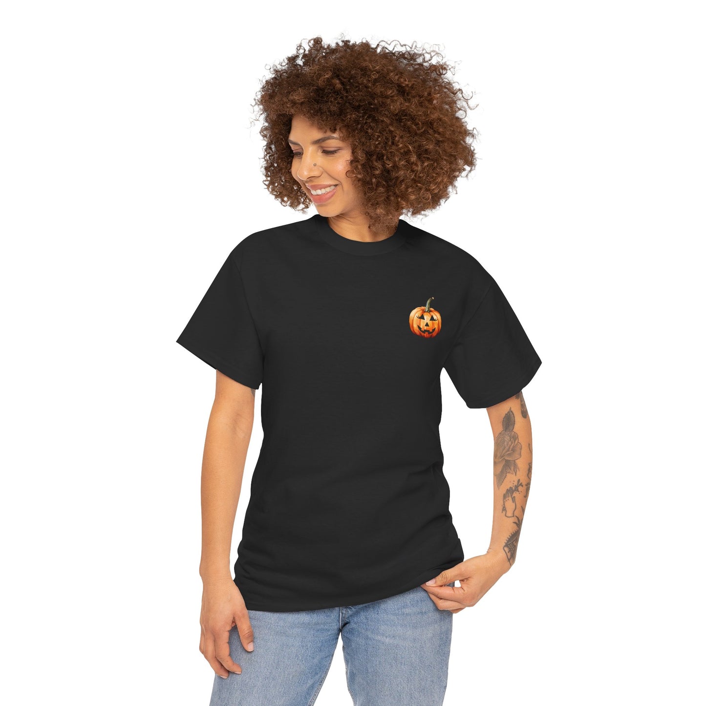 ๐ Embrace Autumn Magic - Pumpkin Bliss Collection for Cozy Season Vibes โจ - Harvest Vibes Pumpkin Cotton Tee | Fall Shirt, Halloween Apparel, Autumn Fashion, Unisex Graphic Tee, Gift for Pumpkin Lovers